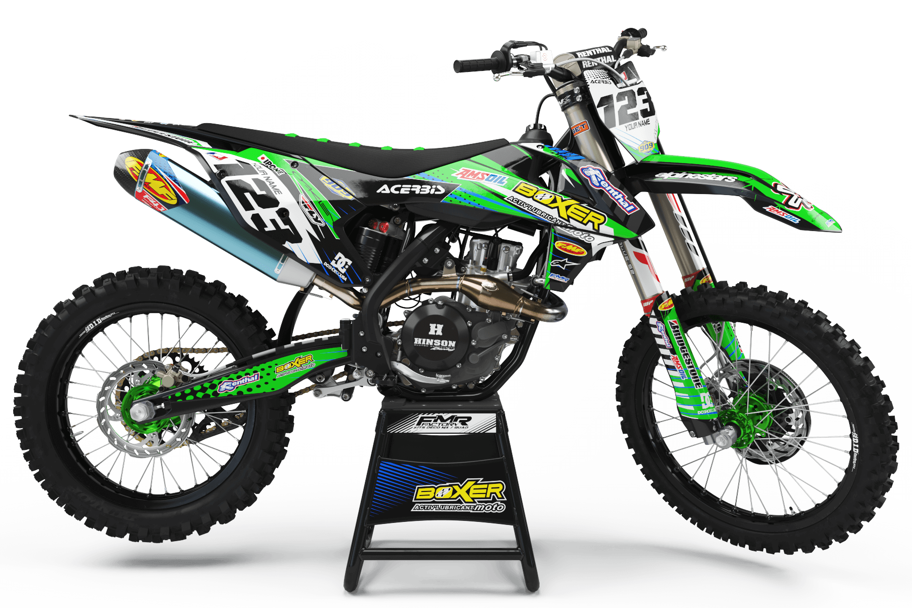 Graphics Kit BOXER GREEN : Add value to your Motocross