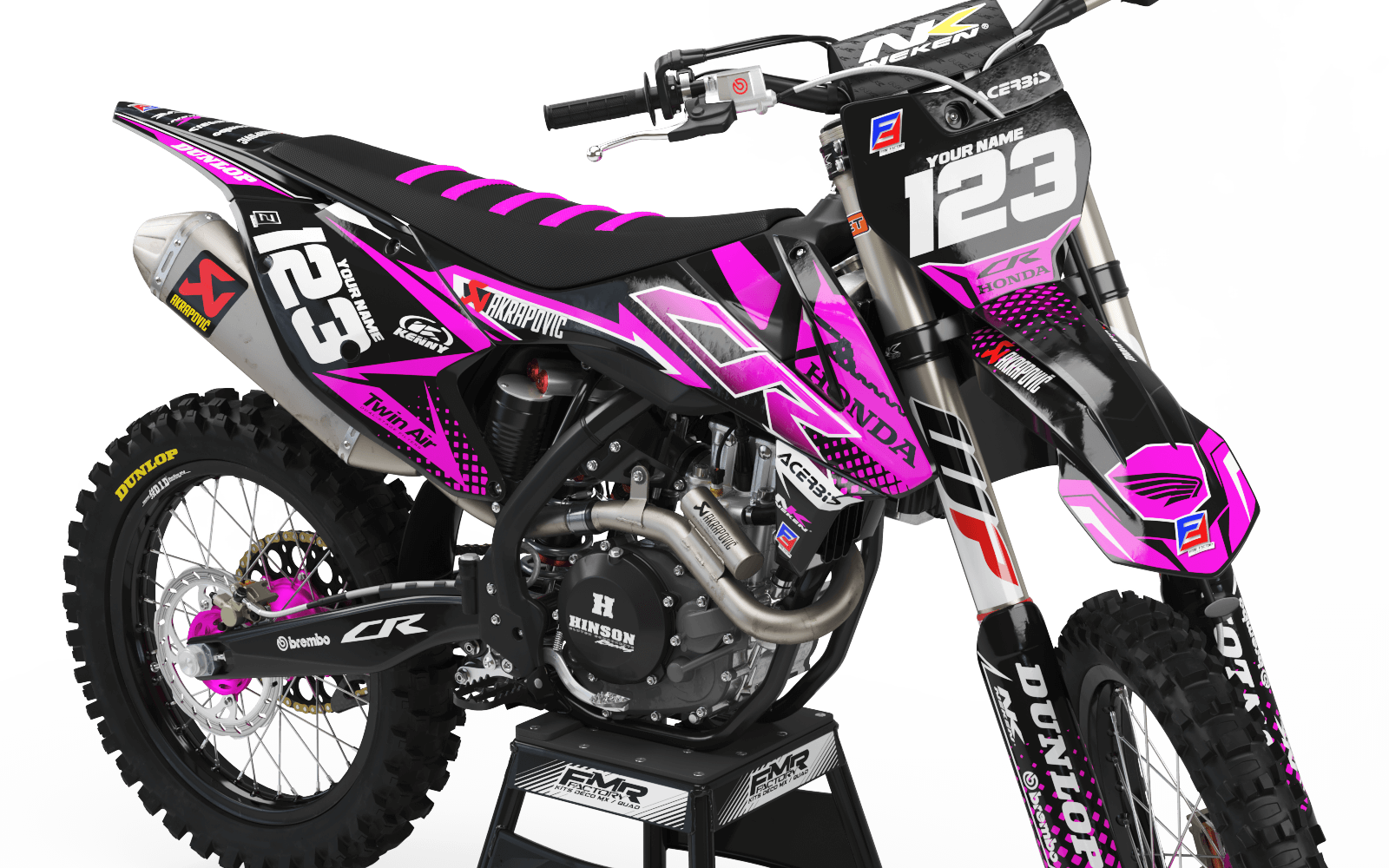 Dirt bike graphics kits honda FACTORY ENERGY Pink: Very high quality