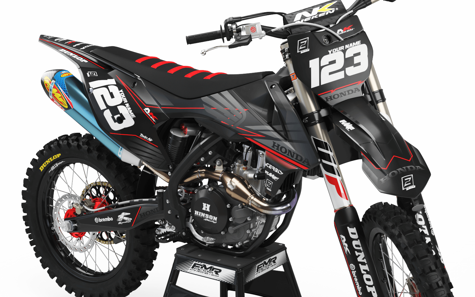 Dirt bike graphics kits honda FACTORY NEKEN BLACK MATE :Ultra resistant