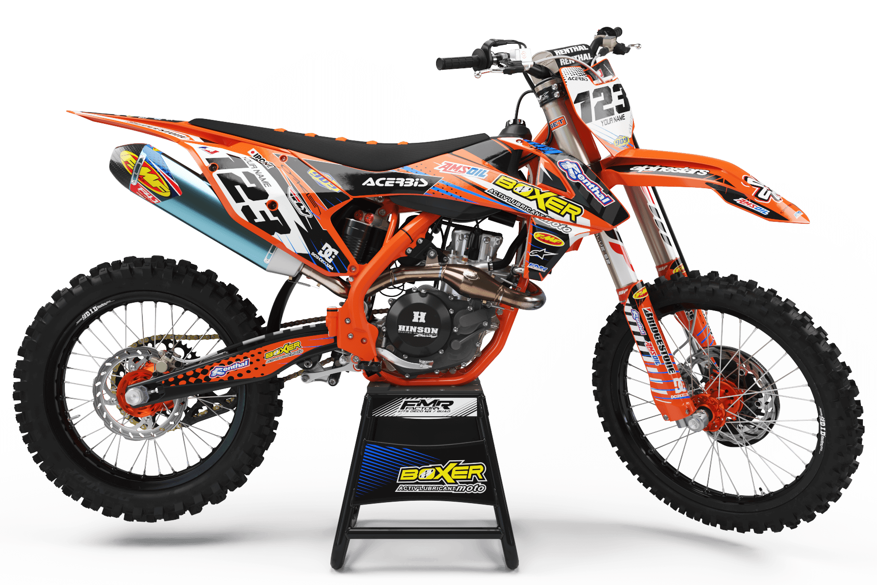 Graphics Kit BOXER BOXER ORANGE : Add value to your Motocross and Quad