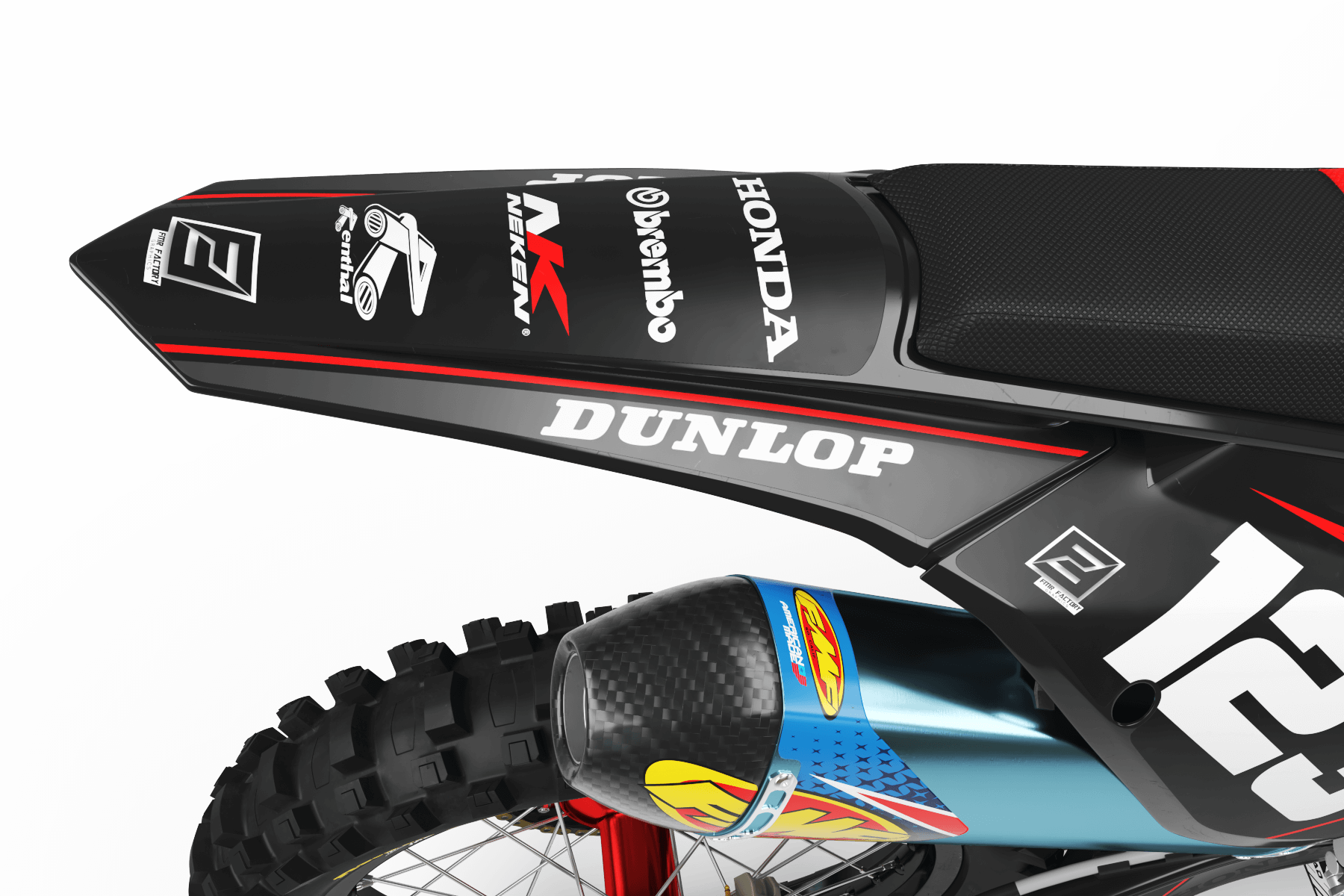 Dirt bike graphics kits honda FACTORY NEKEN BLACK MATE :Ultra resistant