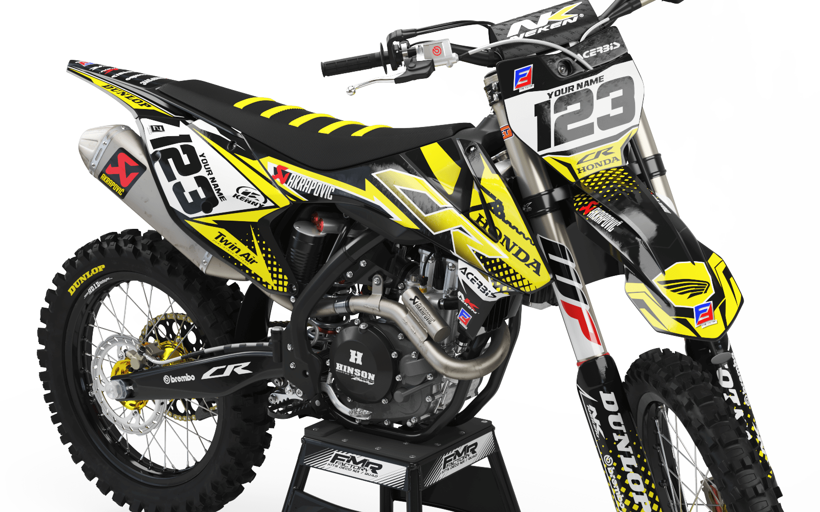Dirt bike graphics kits honda FACTORY ENERGY Yellow: Very high quality