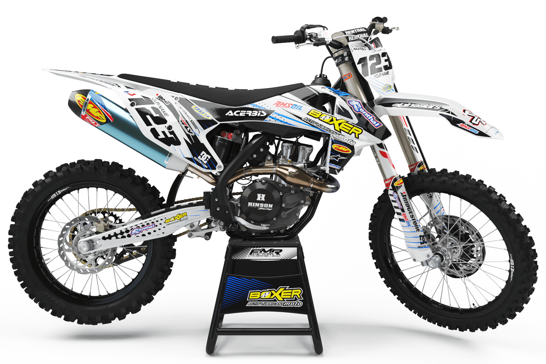Graphics Kit BOXER WHITE : Add value to your Motocross and Quad