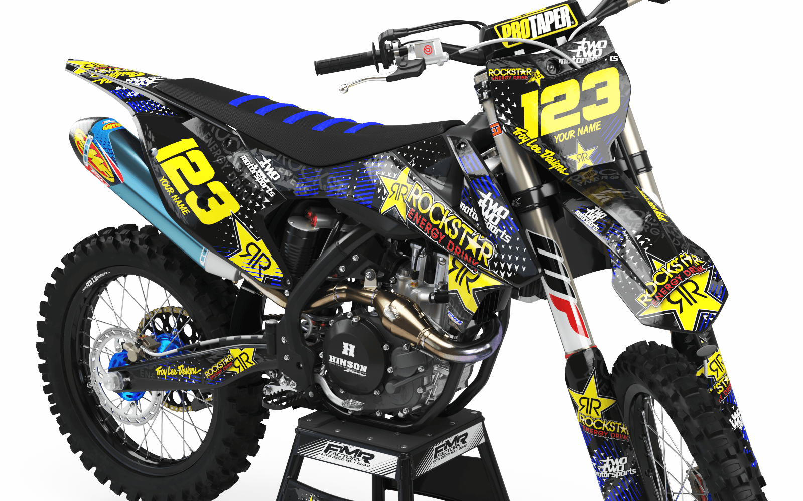 Graphics Kit ROCKSTAR ENERGY BLUE : Give a new youth to your bike