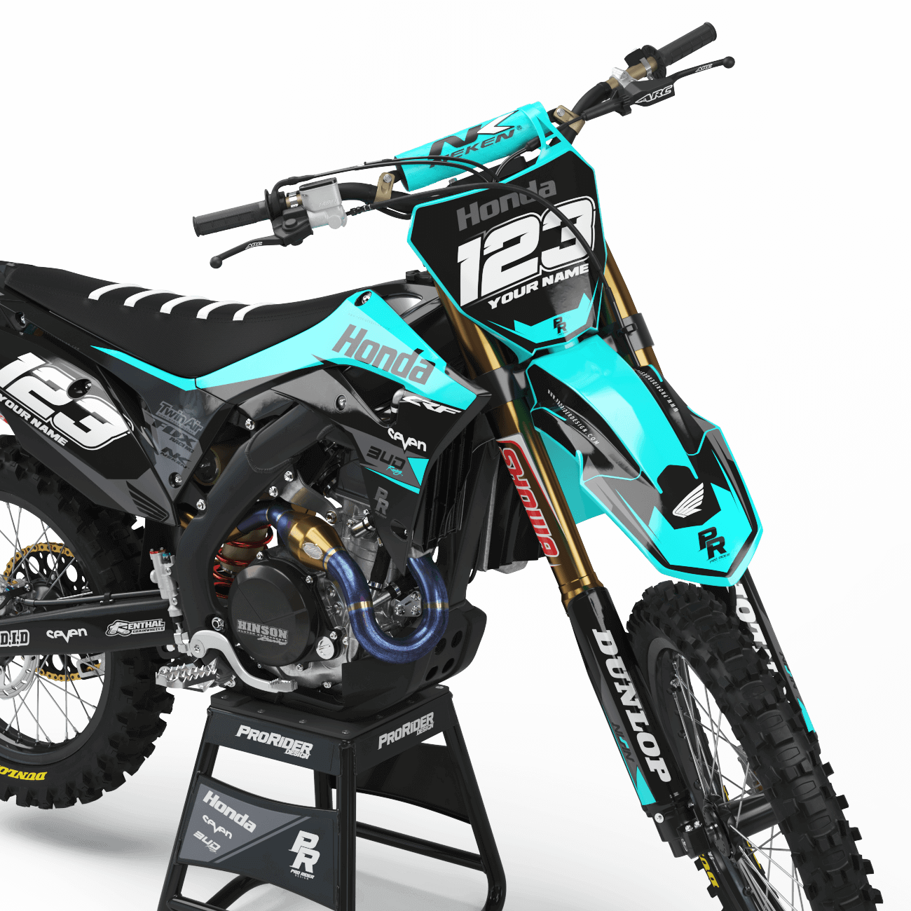 copy of HONDA Graphics Kit BUD RACING Black And Cyan