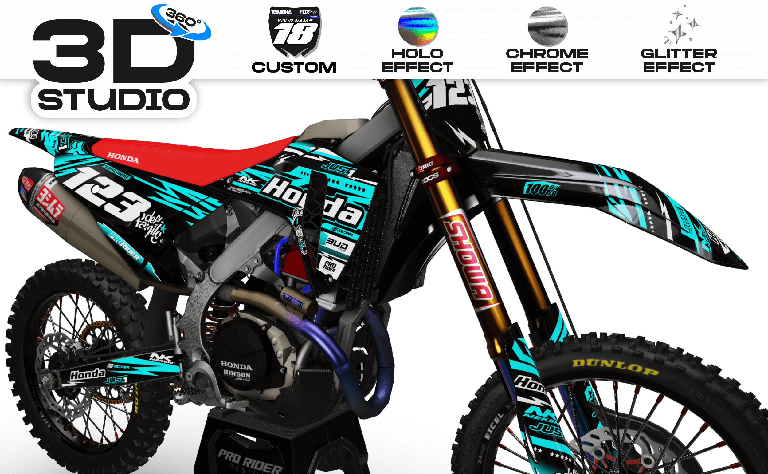 HONDA Graphics Kit JUST1 TEAL - 3D