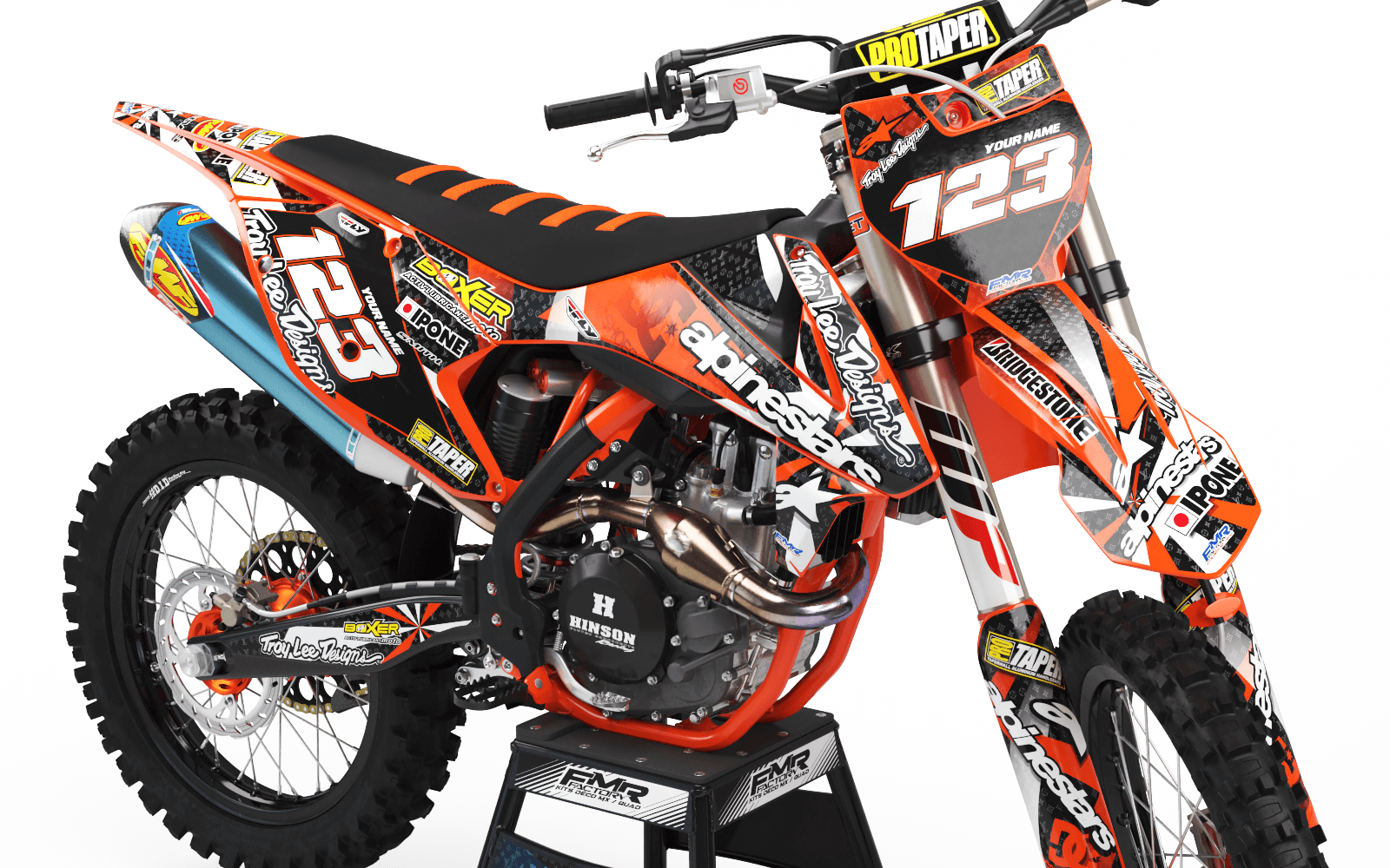 Graphics Kit ALPINESTARS ORANGE : Design designed for your Motocross