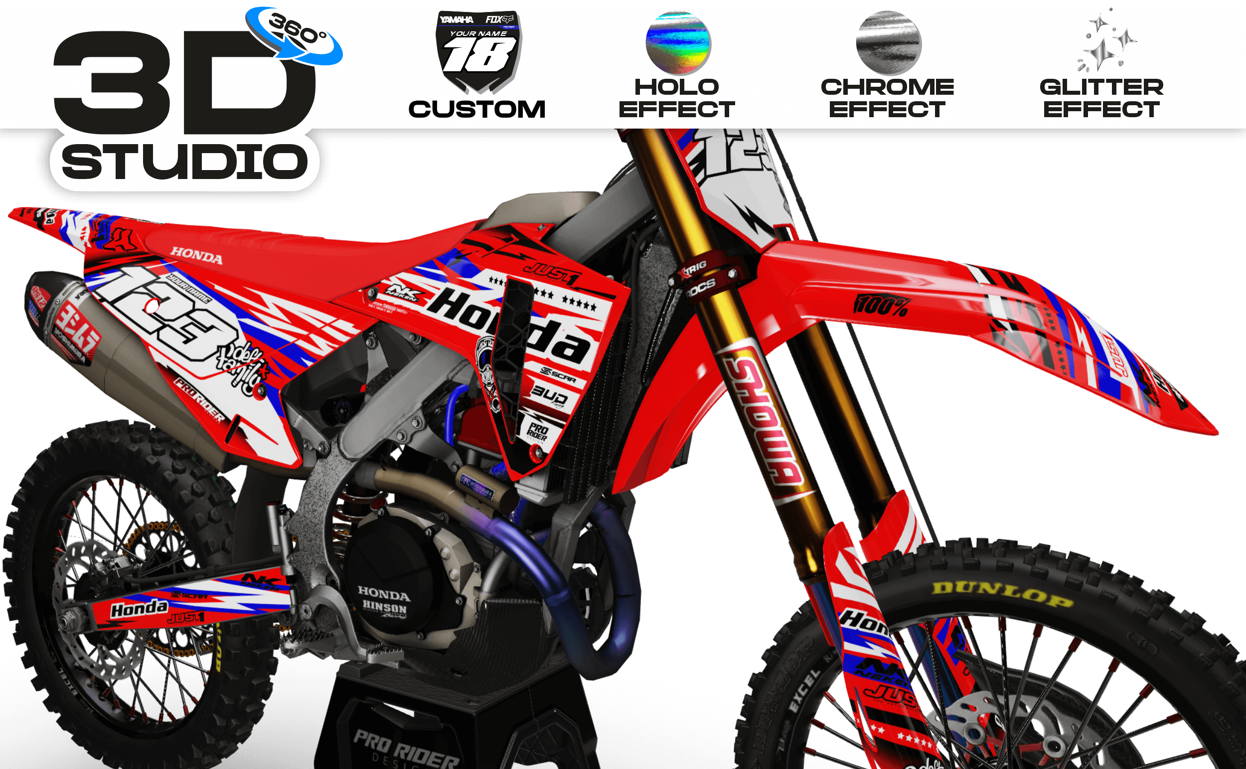 HONDA Graphics Kit JUST1 BLUE - 3D