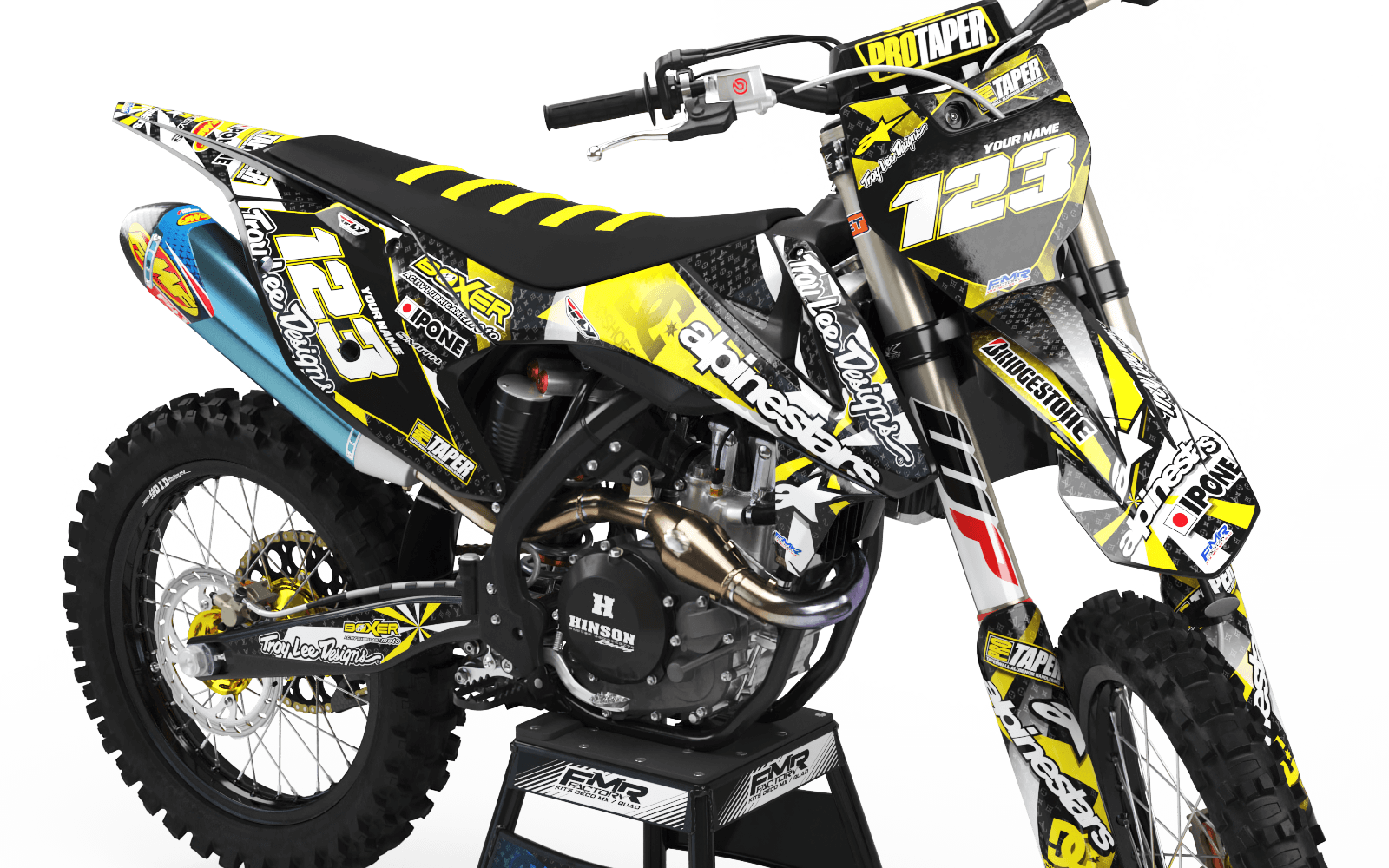 Graphics Kit ALPINESTARS YELLOW : Design designed for your Motocross