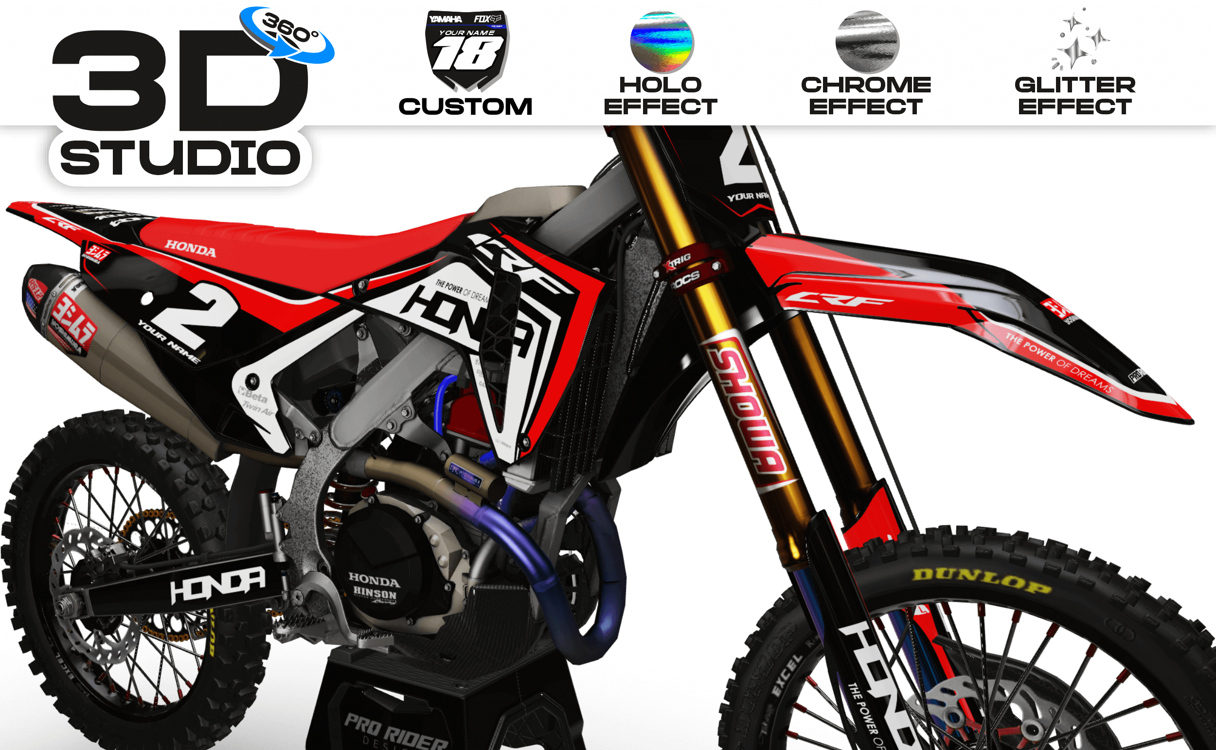 HONDA Graphics Kit RED FRAME - 3D