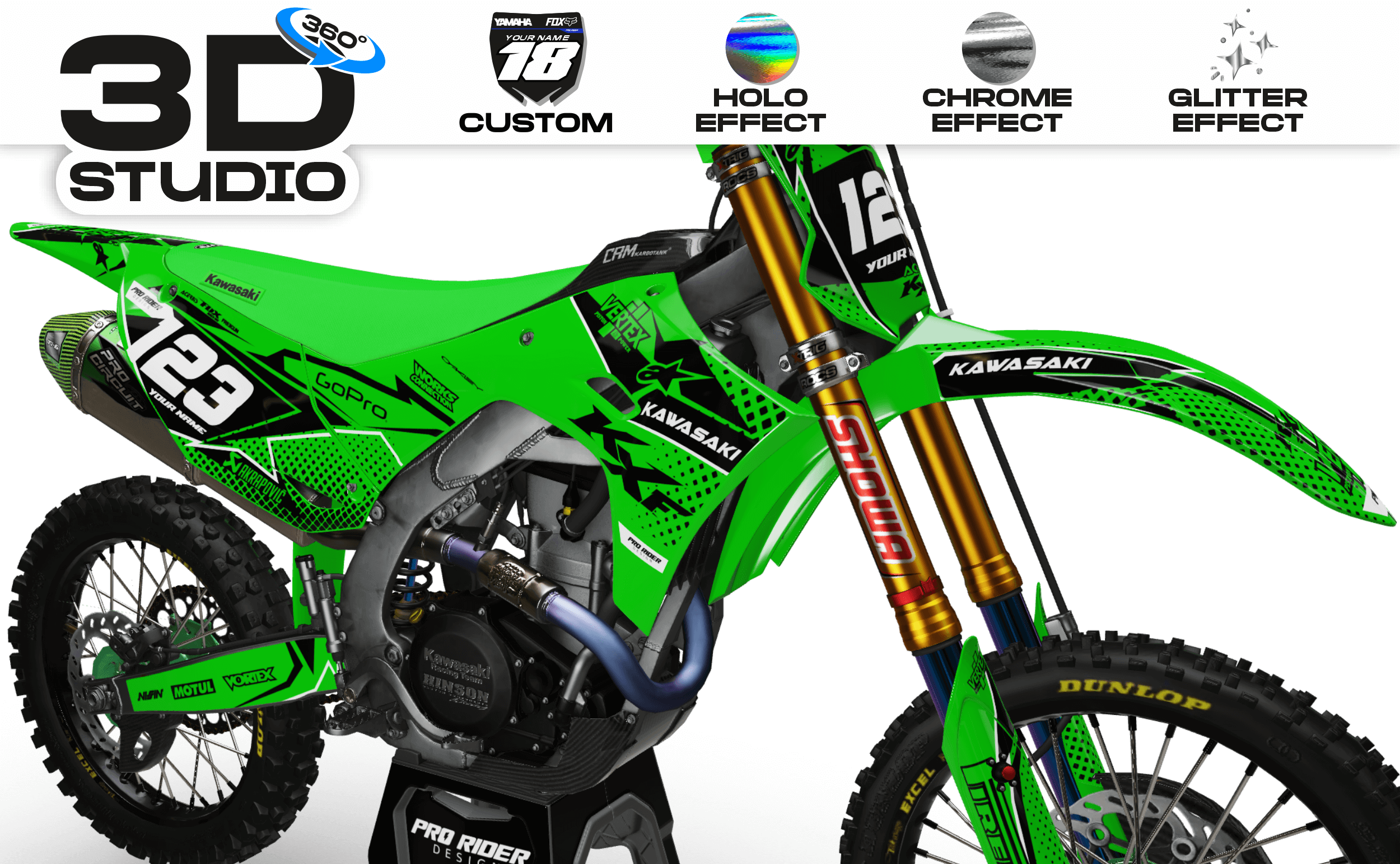 KAWASAKI Graphics Kit VERTEX Green - 3D