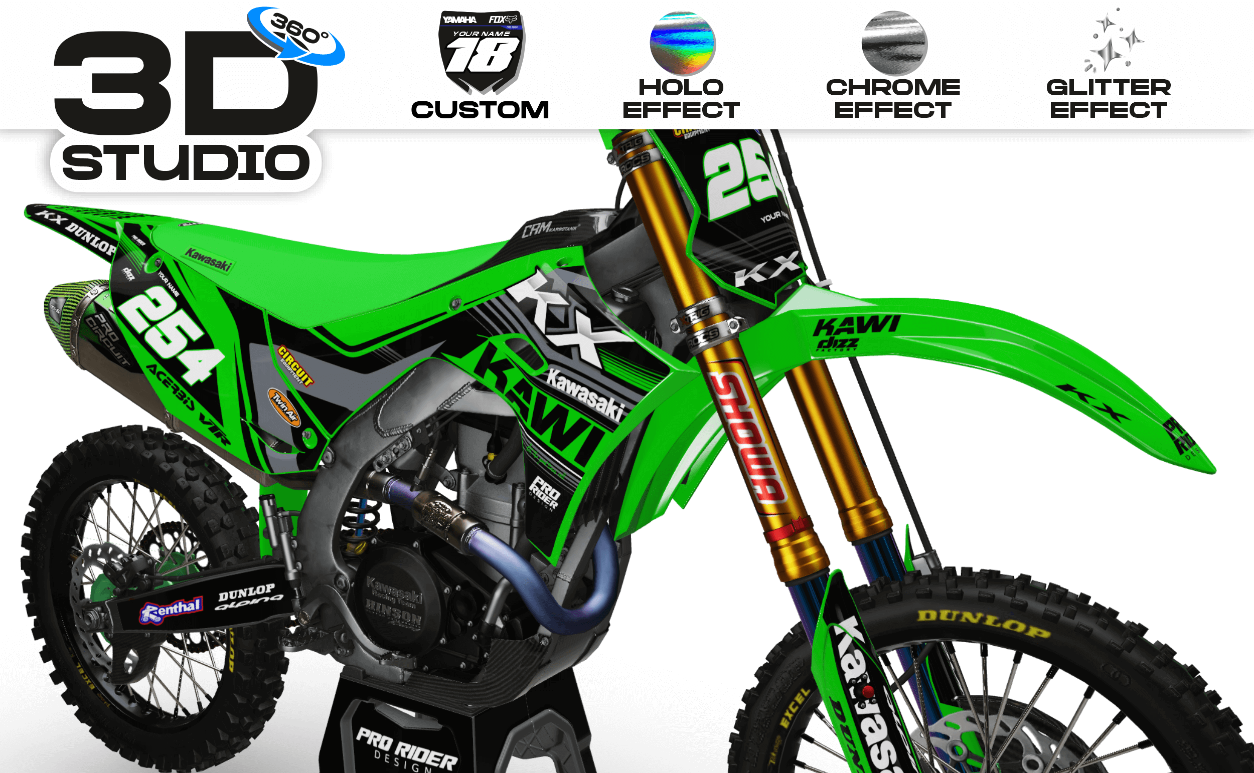 KAWASAKI Graphics Kit KAWI NEW - 3D