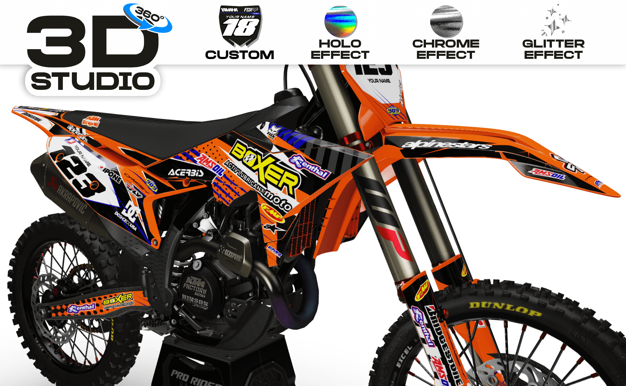 Graphics Kit BOXER BOXER ORANGE : Add value to your Motocross and Quad - 3D