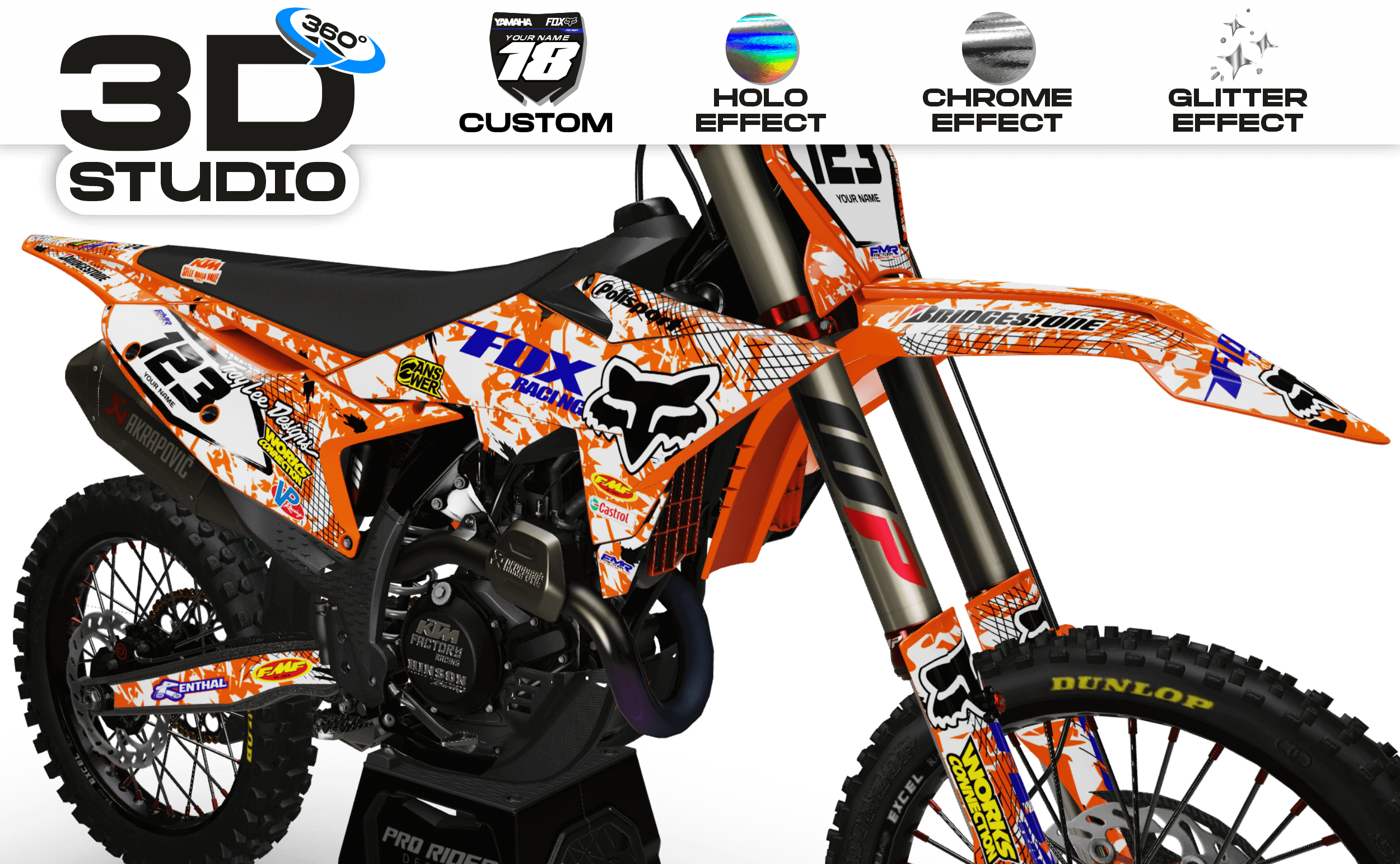Graphics Kit FOX CAMO ORANGE  : amaze your friends with an original design - 3D