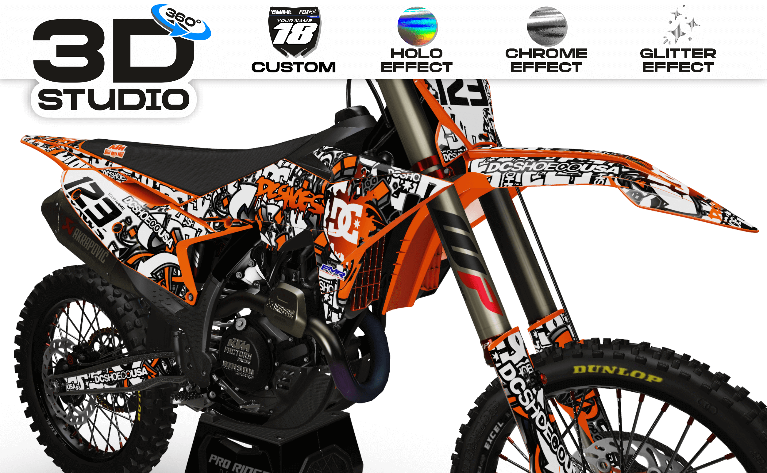 Graphics Kits DC B&W ORANGE : Ultra shock-resistant - 3D