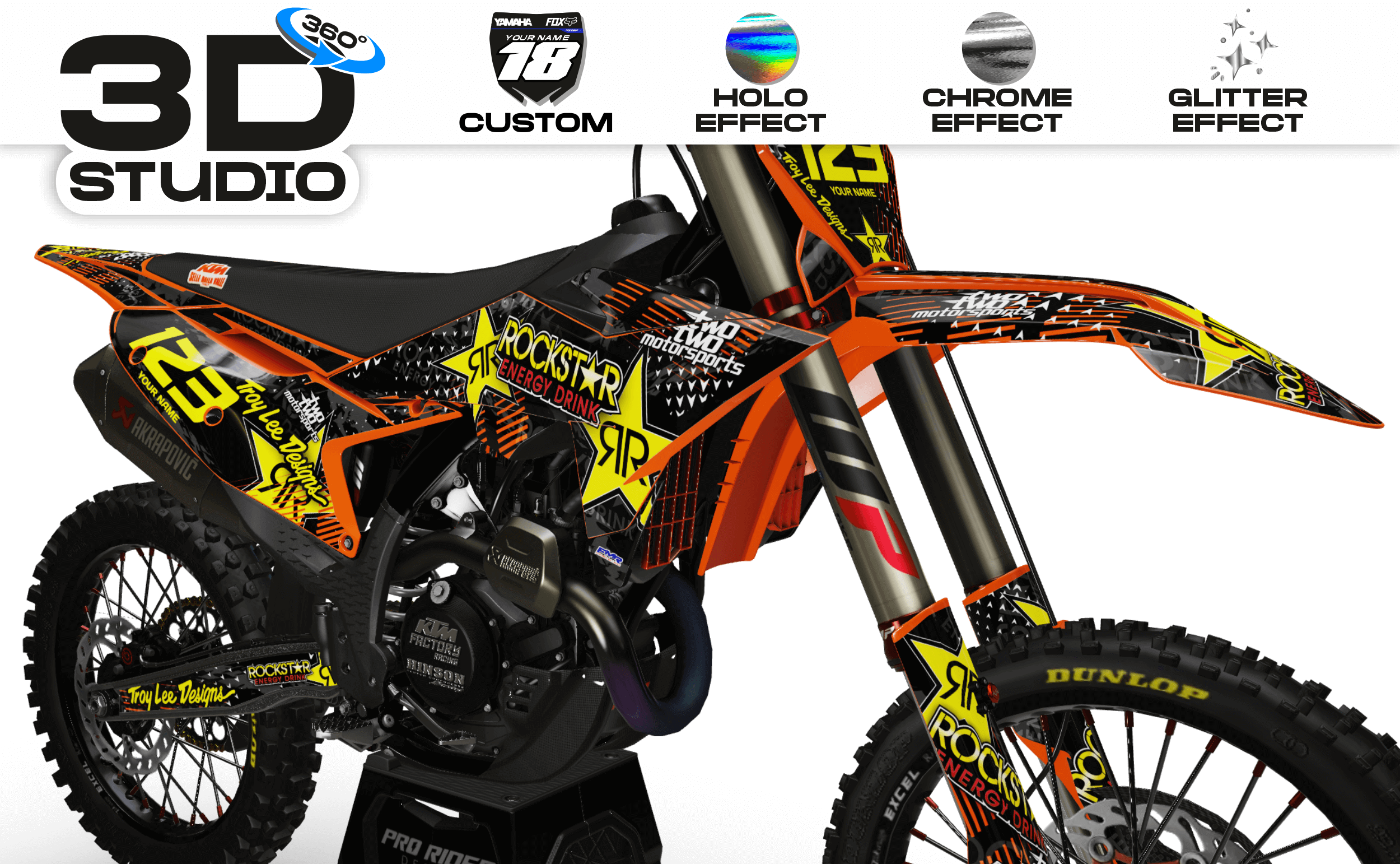 Graphics Kit ROCKSTAR ENERGY ORANGE : Give a new youth to your bike - 3D