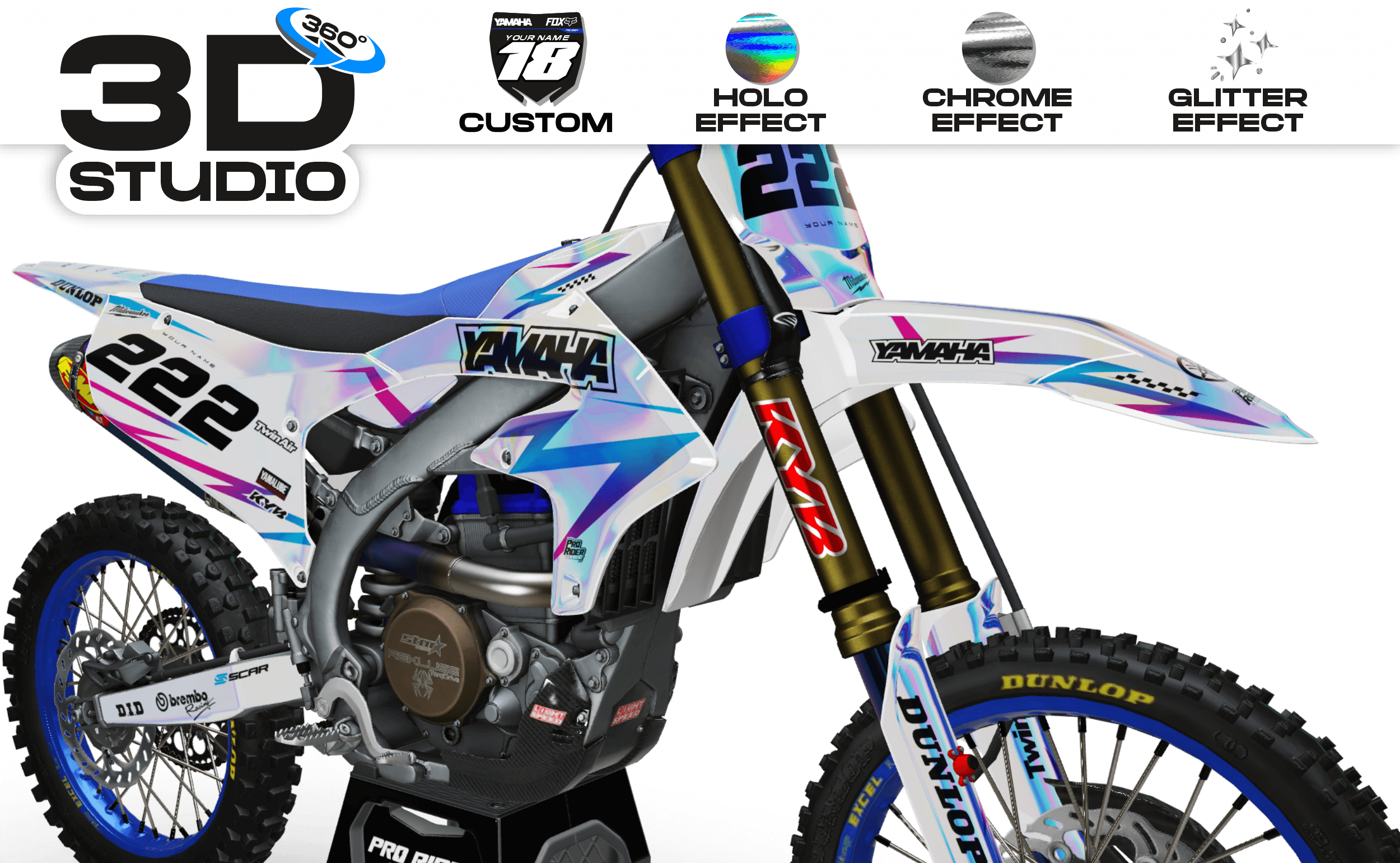 Yamaha graphics KIT WHITE MATADOR - 3D