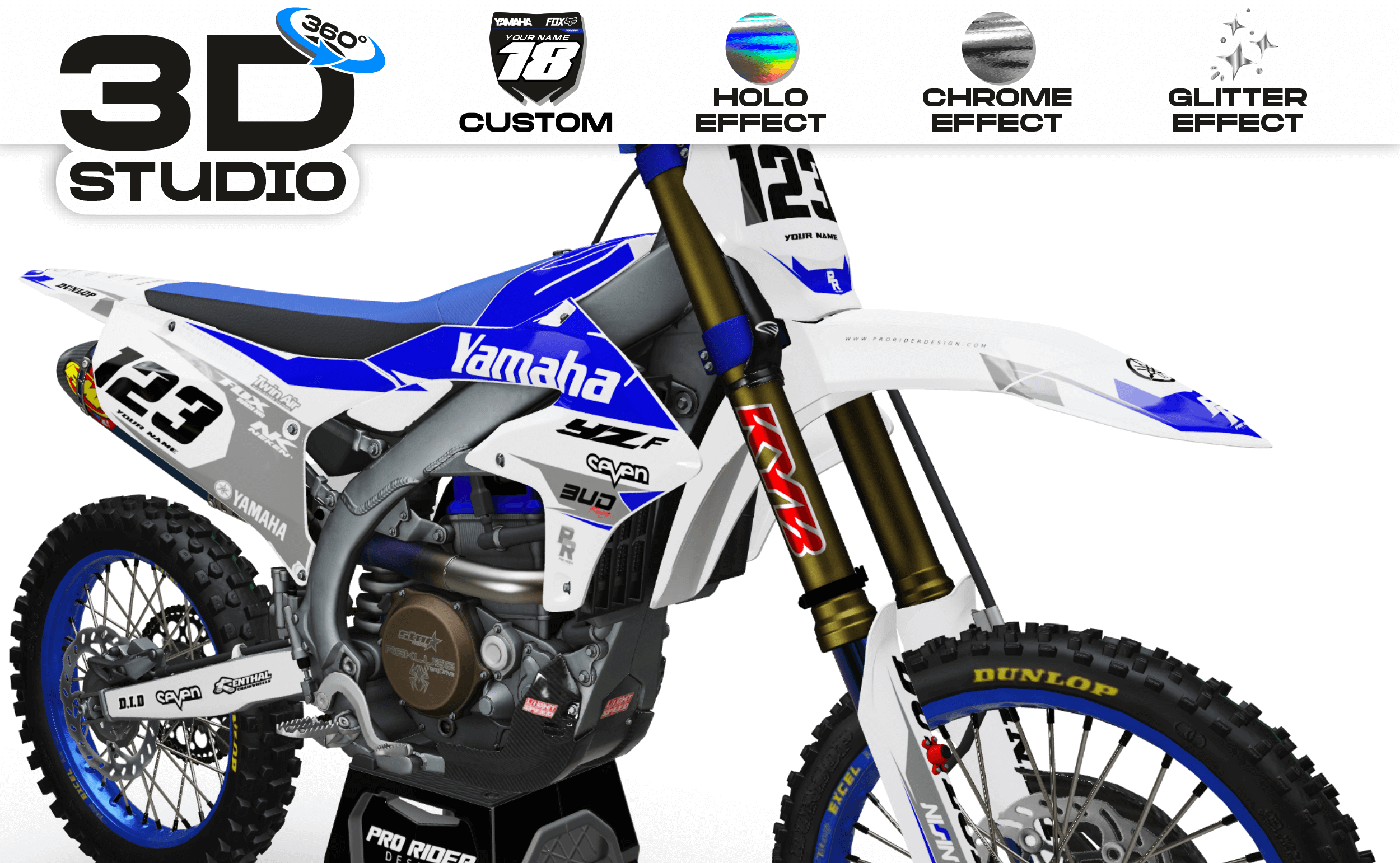 YAMAHA Graphics Kit BUD RACING White And Blue - 3D