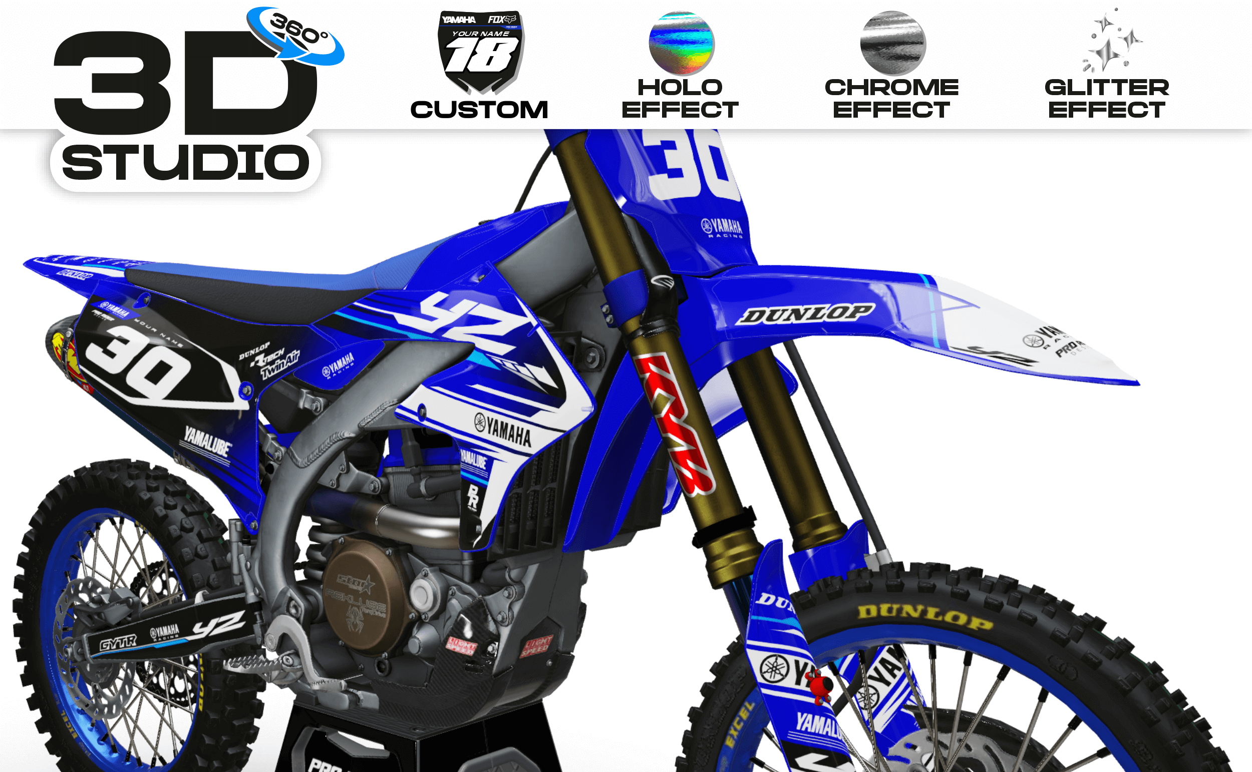 Dirt Bike Graphic kits Yamaha KORB BLUE - 3D