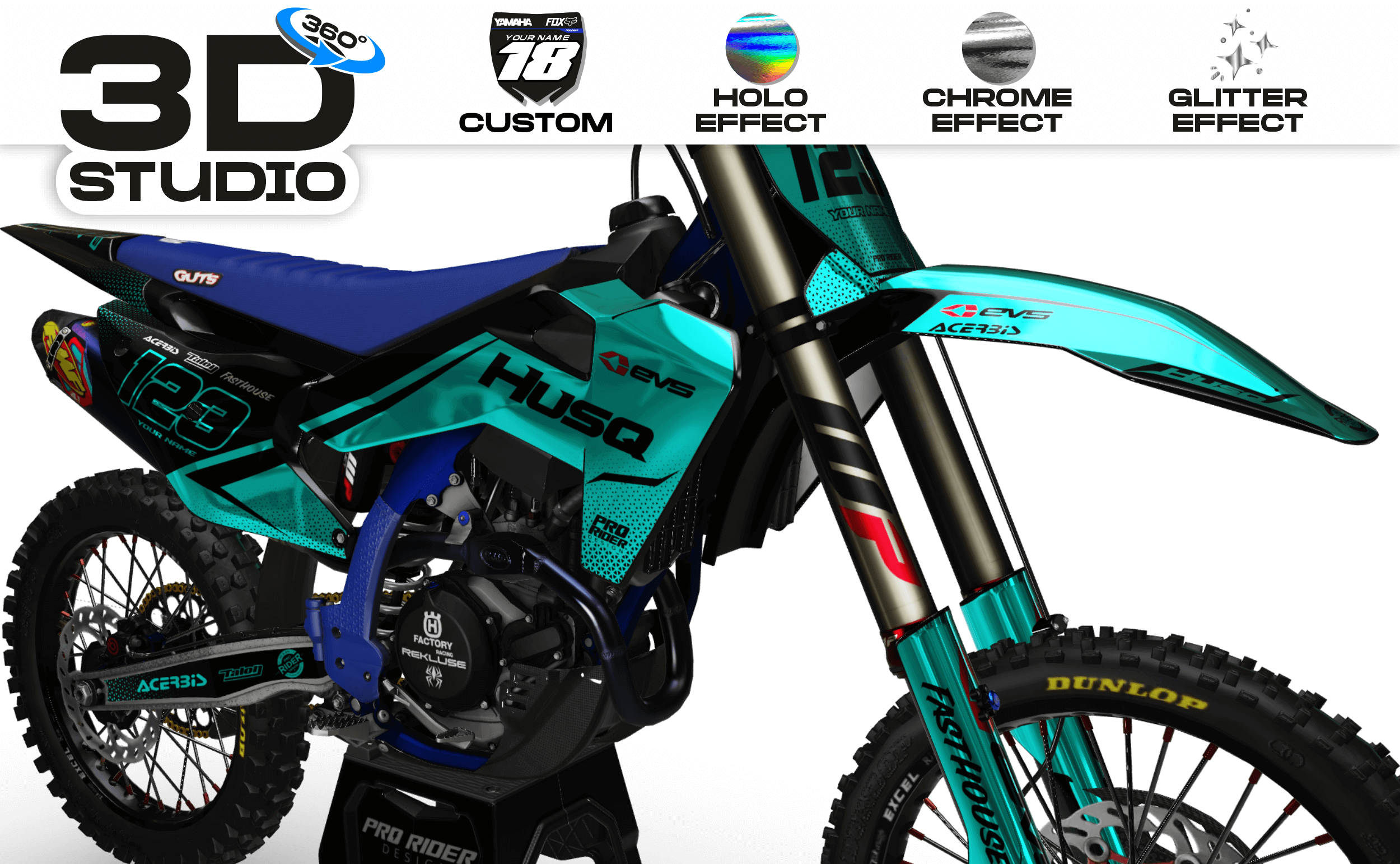 Graphic kit HUSQVARNA EVS TEAL - 3D