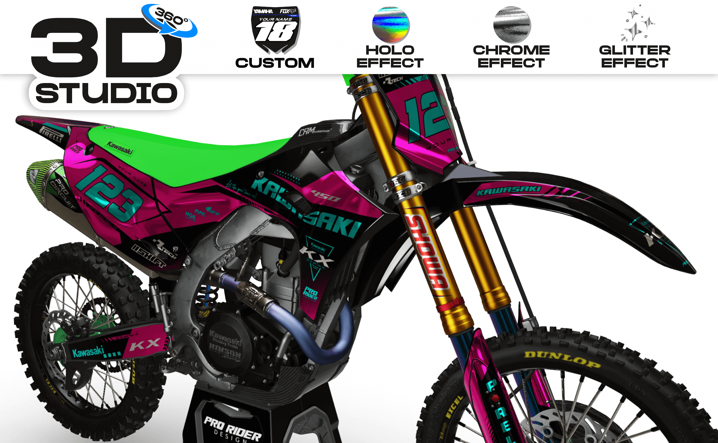 KAWASAKI Graphics Kit PERSO COLLOR - 3D