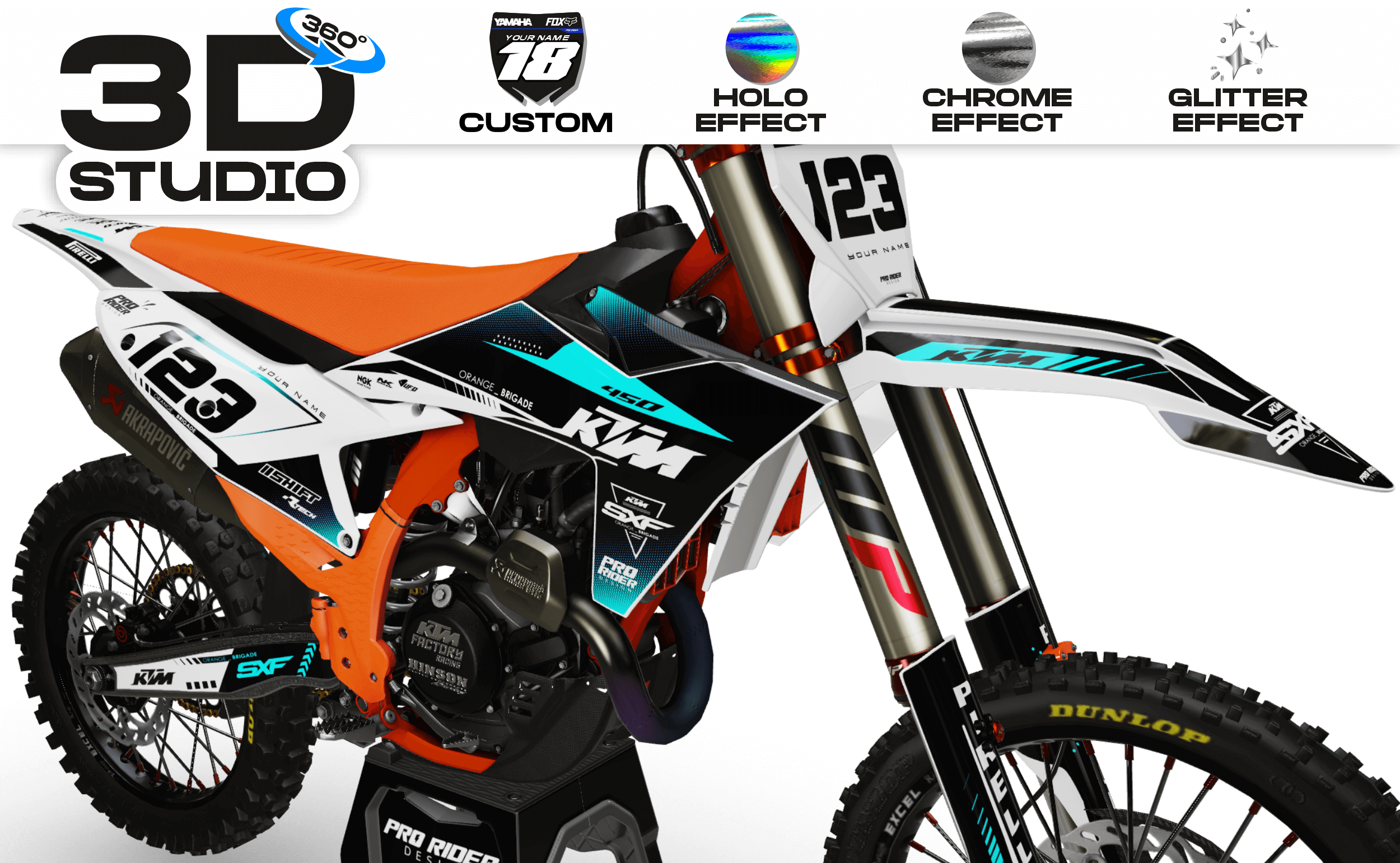 KTM Graphics Kit PERSO HOLI - 3D