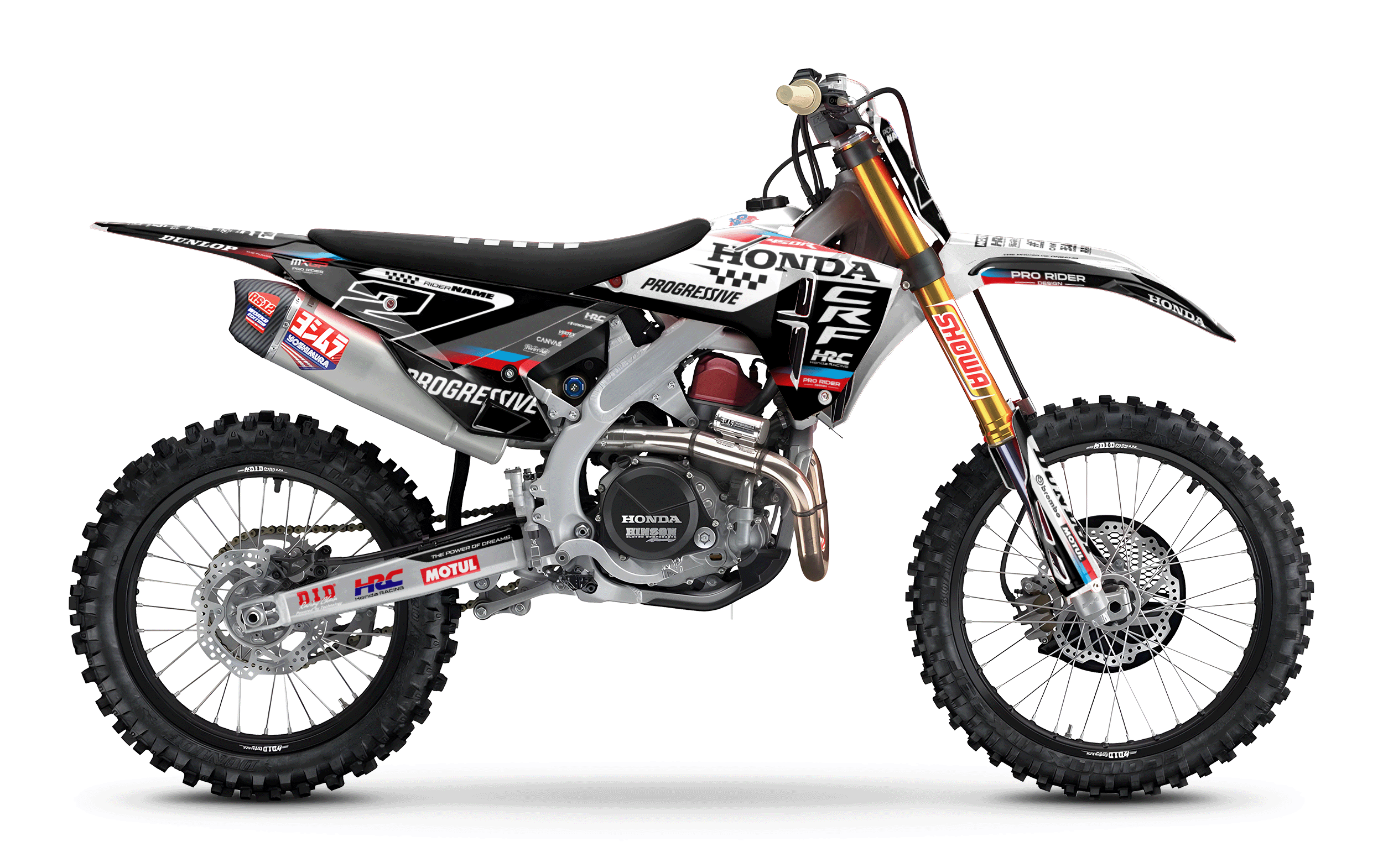 HONDA Custom Graphics Motocross TEAM HRC PROGRESSIVE | BLACK & WHITE