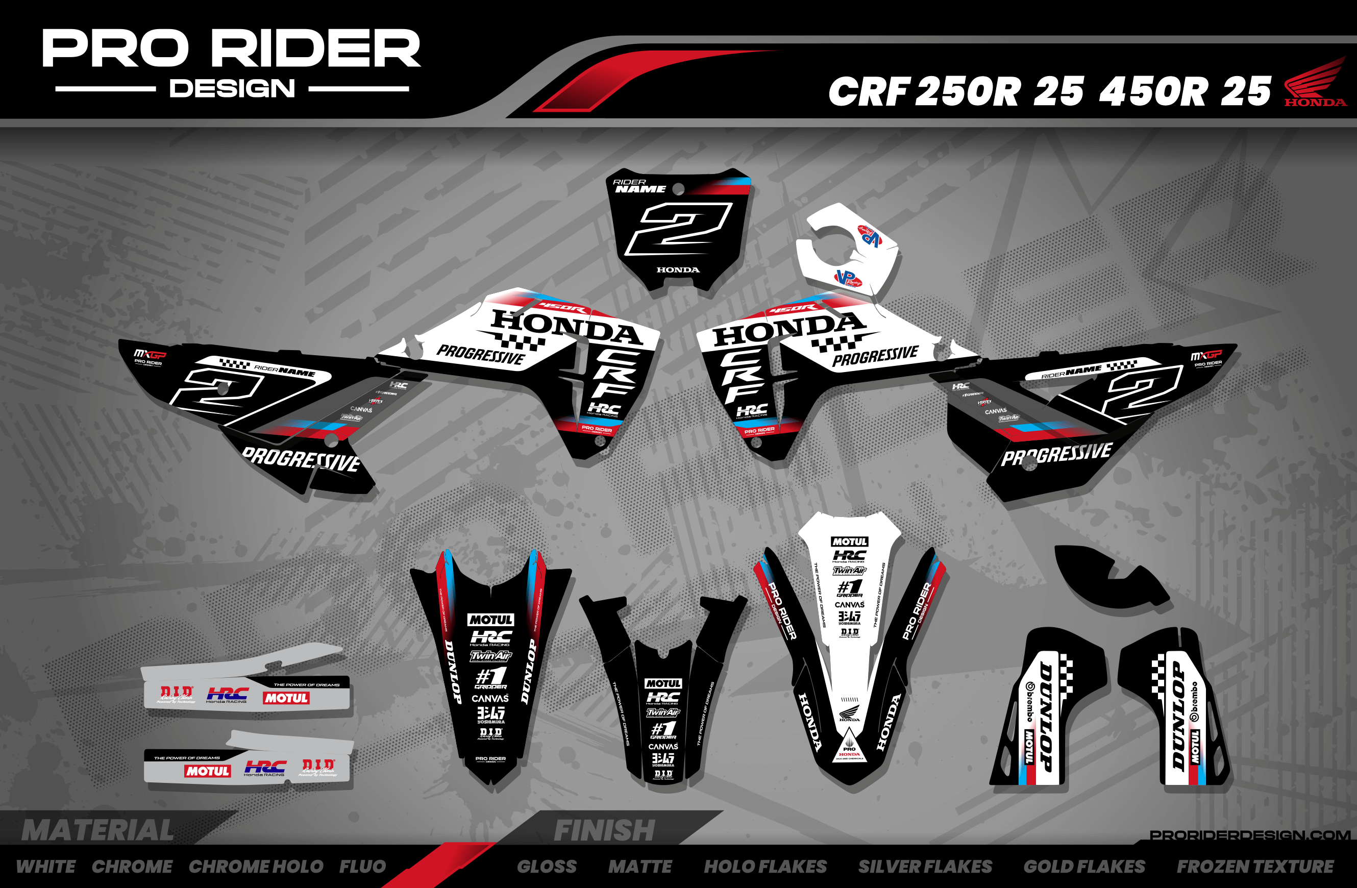 HONDA Custom Graphics Motocross TEAM HRC PROGRESSIVE | BLACK & WHITE
