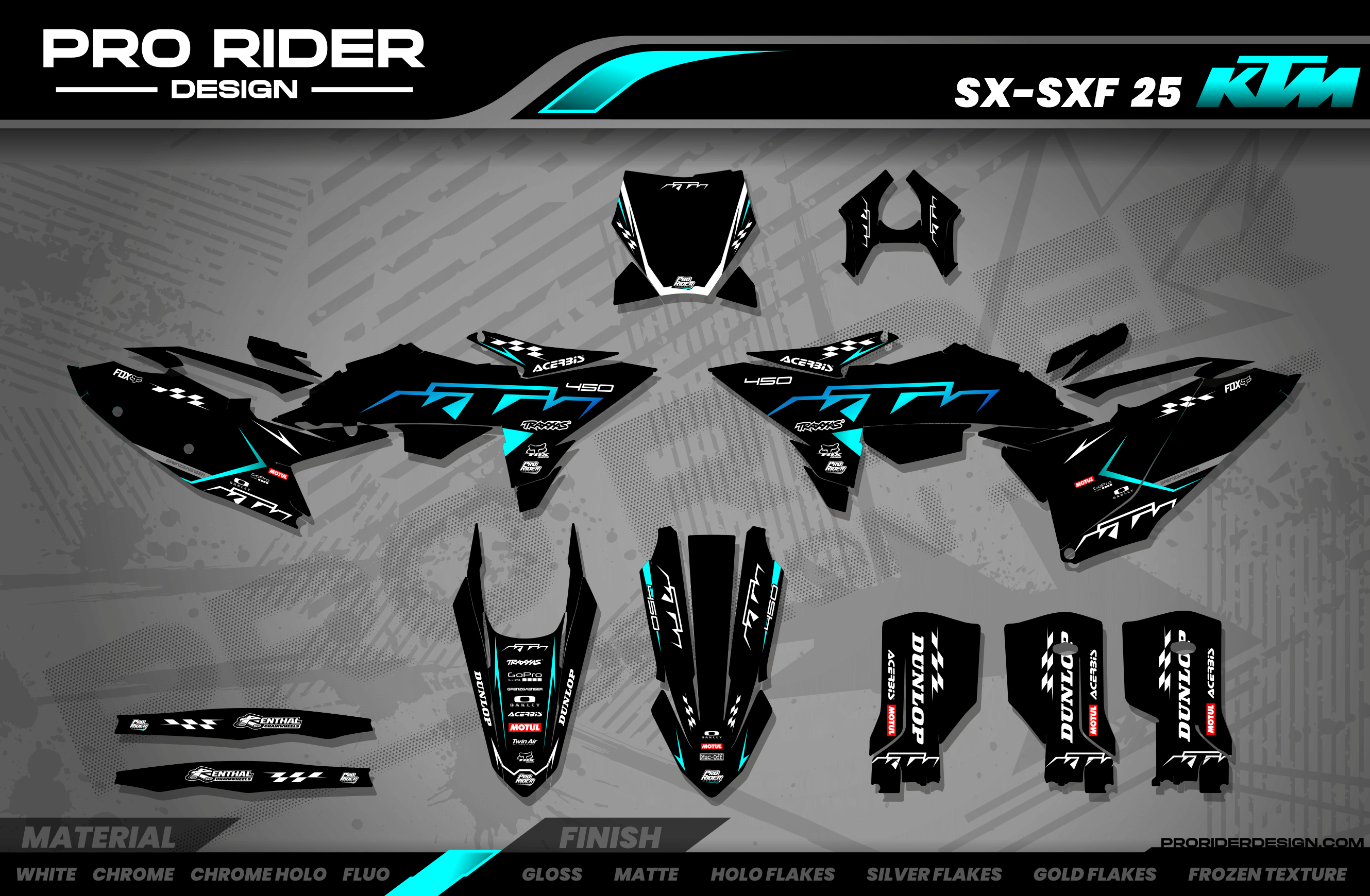 KTM Graphics SX XC SXF XCF EXC.. - ProLine Black/teal