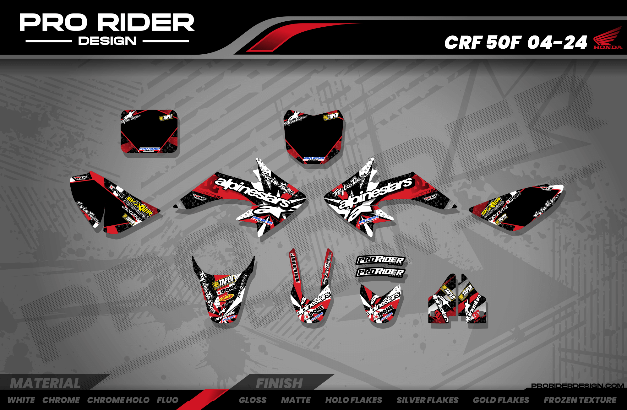 Graphics Kit ALPINESTARS RED : Design designed for your Motocross