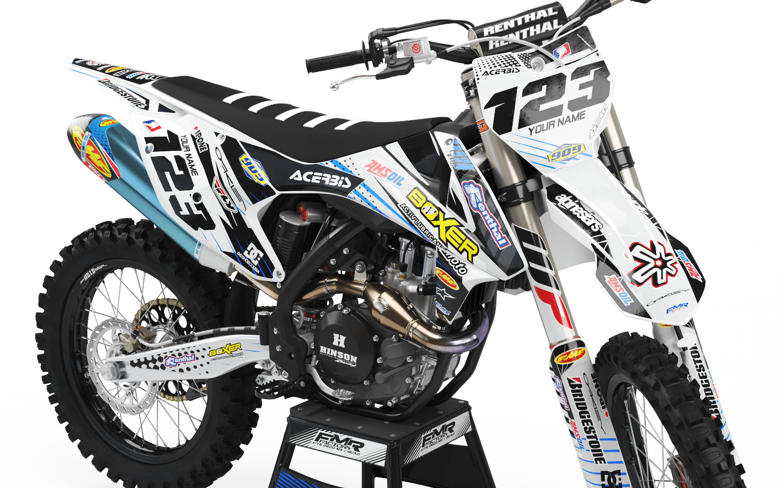 Graphics Kit BOXER WHITE : Add value to your Motocross and Quad