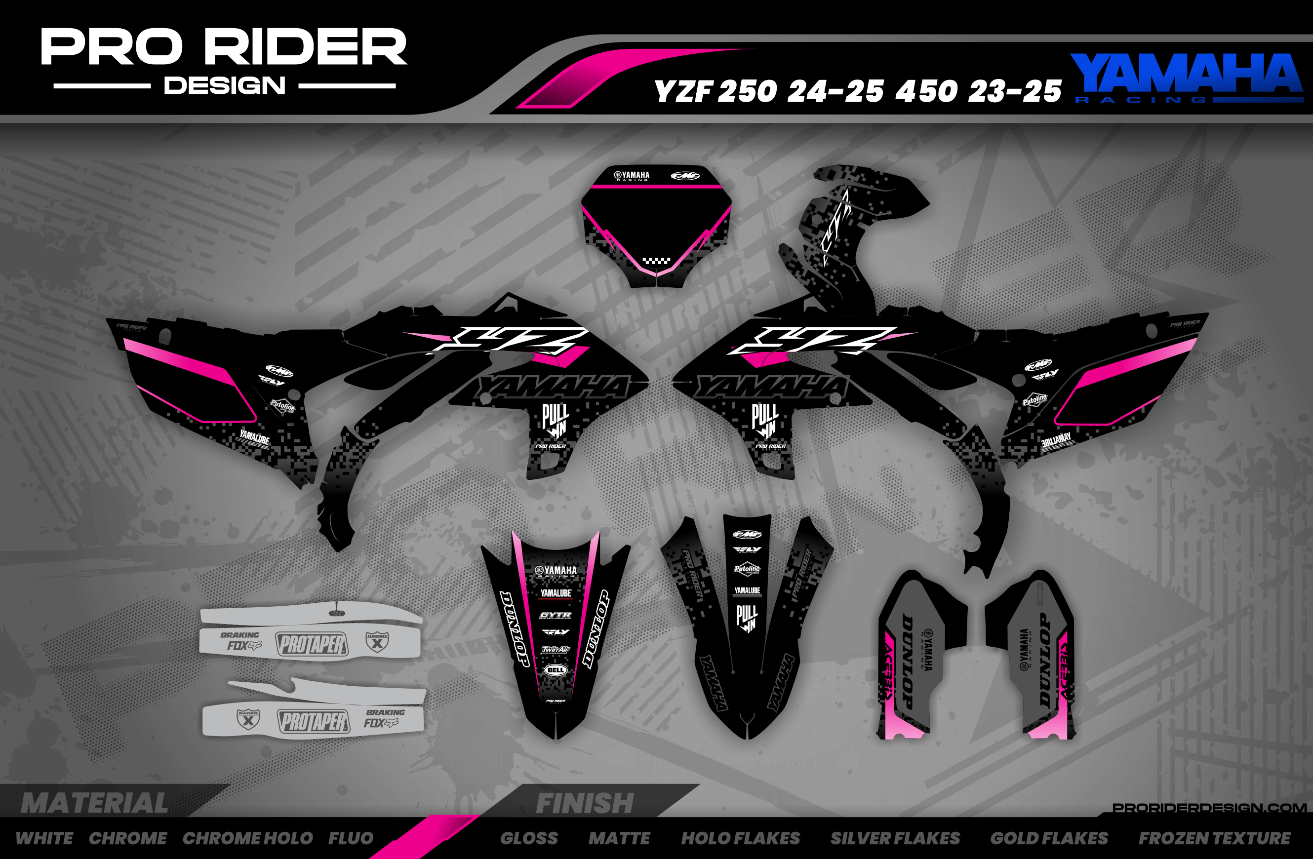 YZ YZF TTR PW Custom Graphics KIT YAMAHA PIXEL BLACK