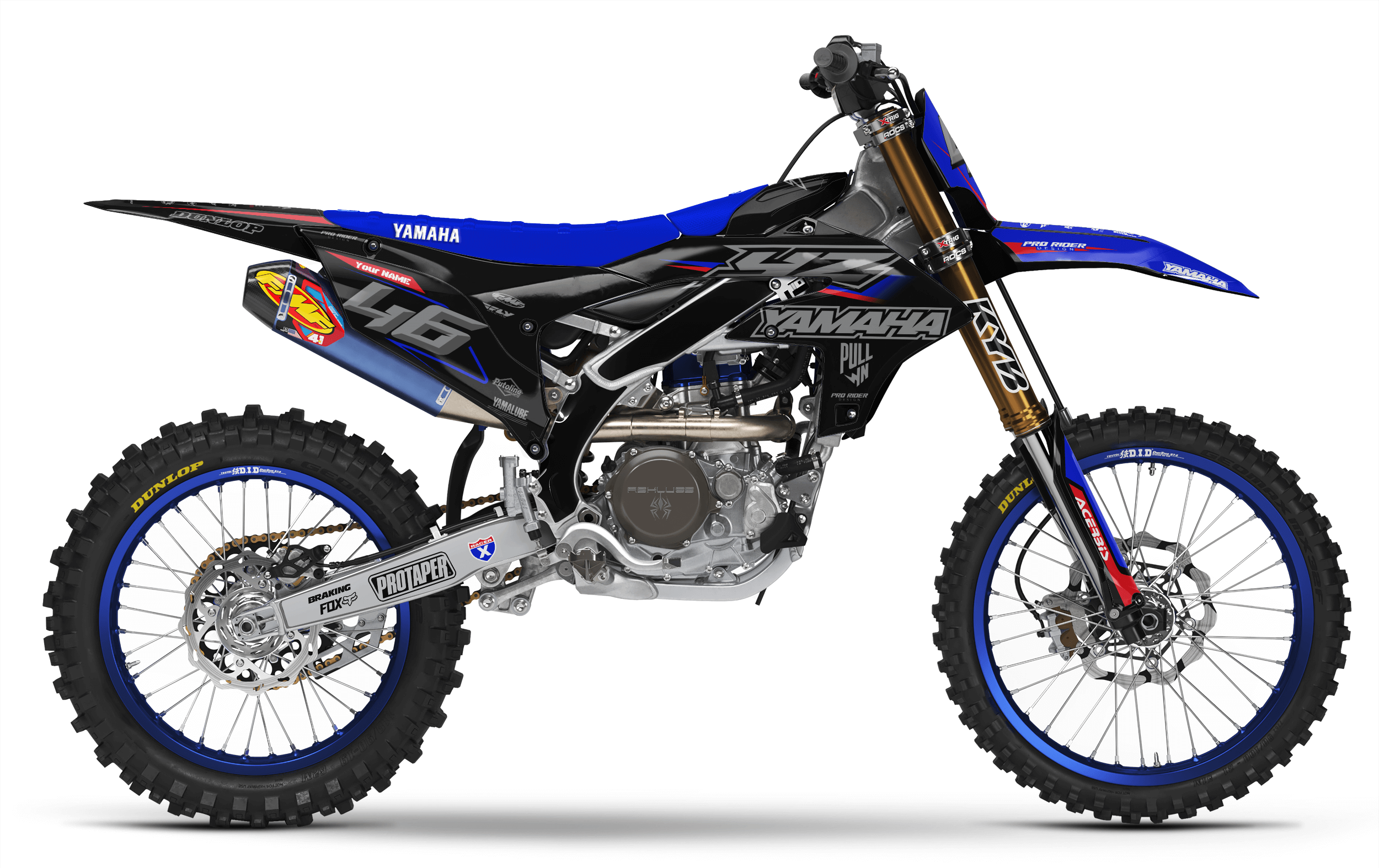 YZ YZF TTR PW Custom Graphics KIT YAMAHA BLACK FLAG