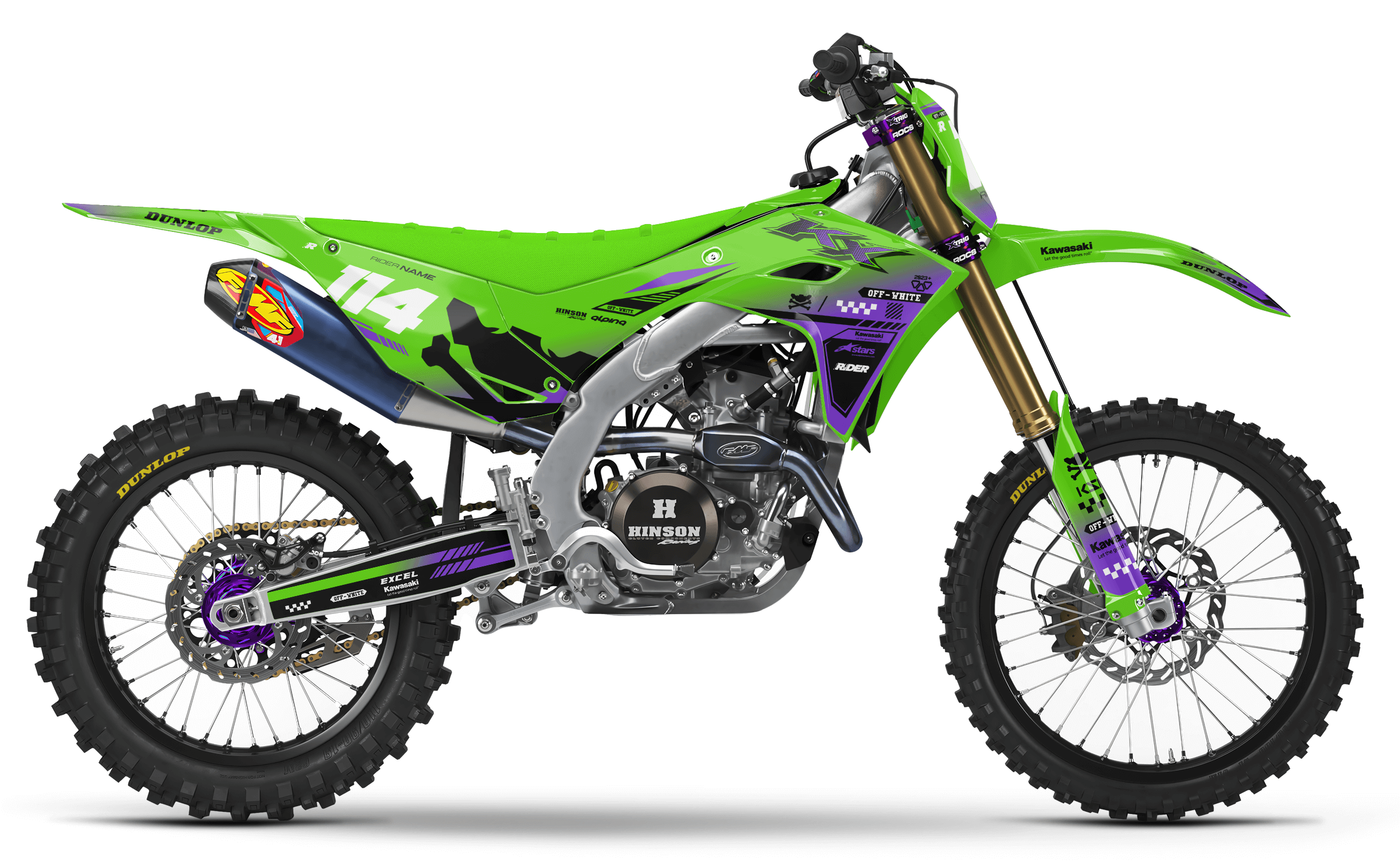 OFF WHITE HYPERGREEN Kawasaki Full Graphics Kit