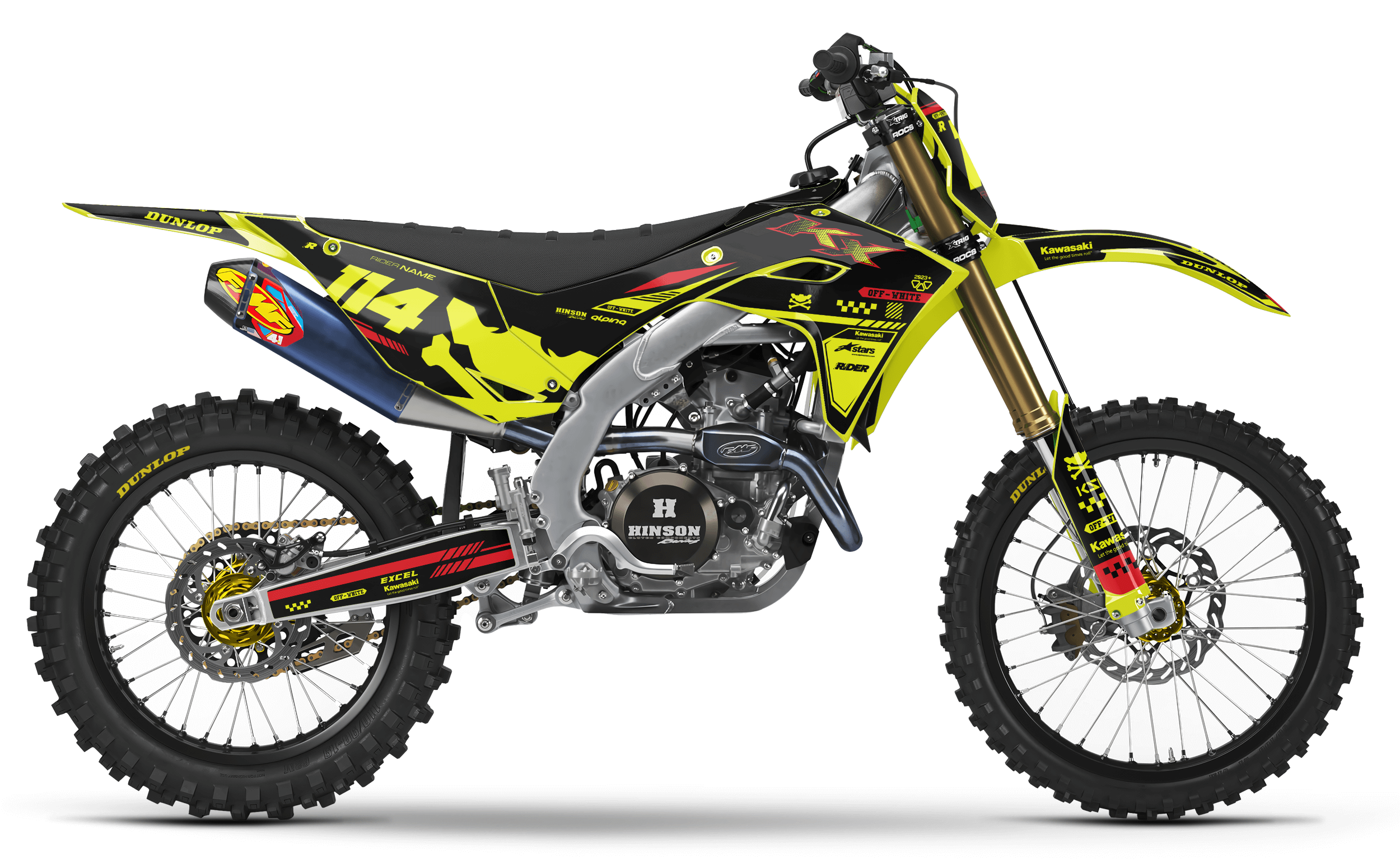OFF WHITE NEON Kawasaki Full Graphics Kit
