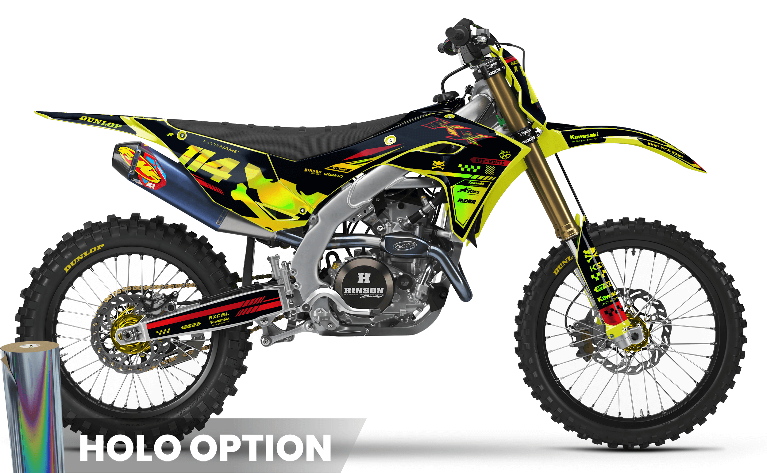 OFF WHITE NEON Kawasaki Full Graphics Kit