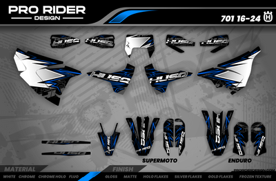 WHITE BLUE BOLD EFFECT 701 Husqvarna Full Graphics Kit