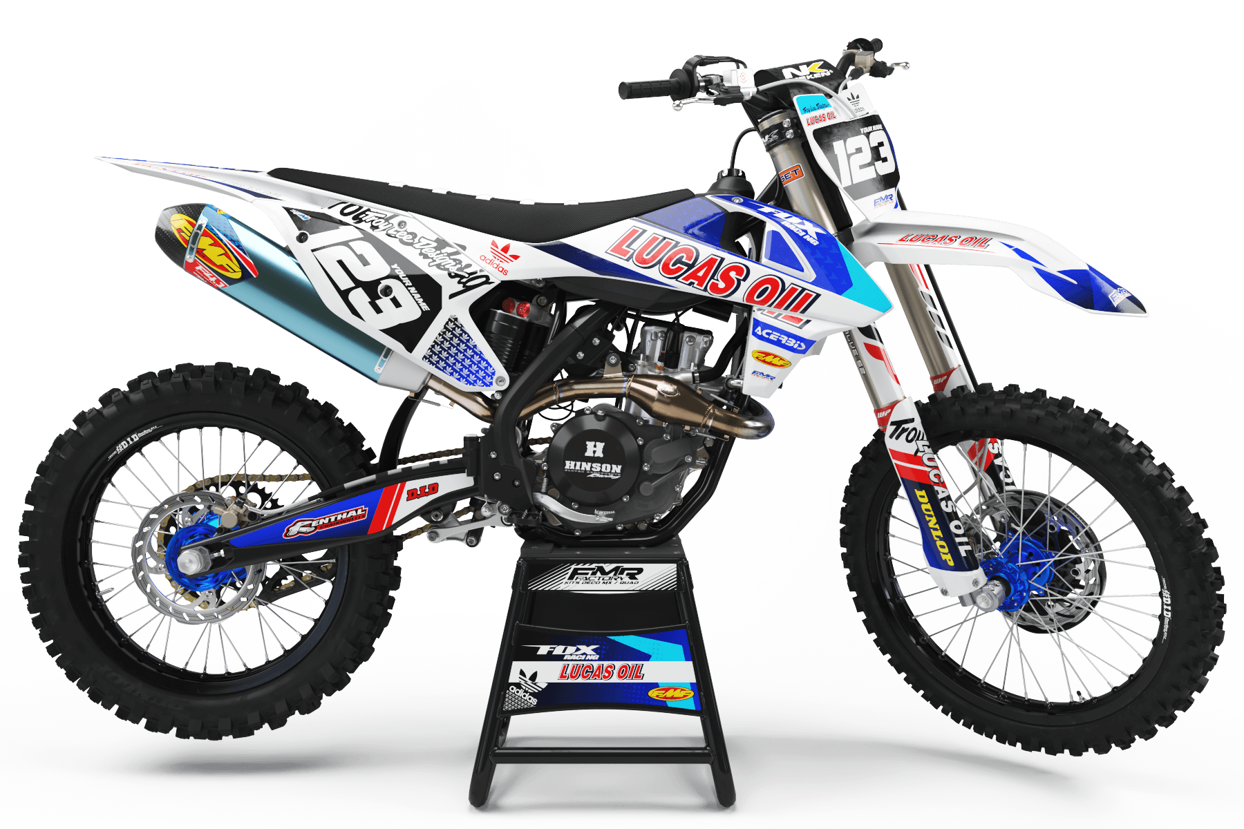 Graphics Kit LUCAS OIL WHITE : The best kit for your bike