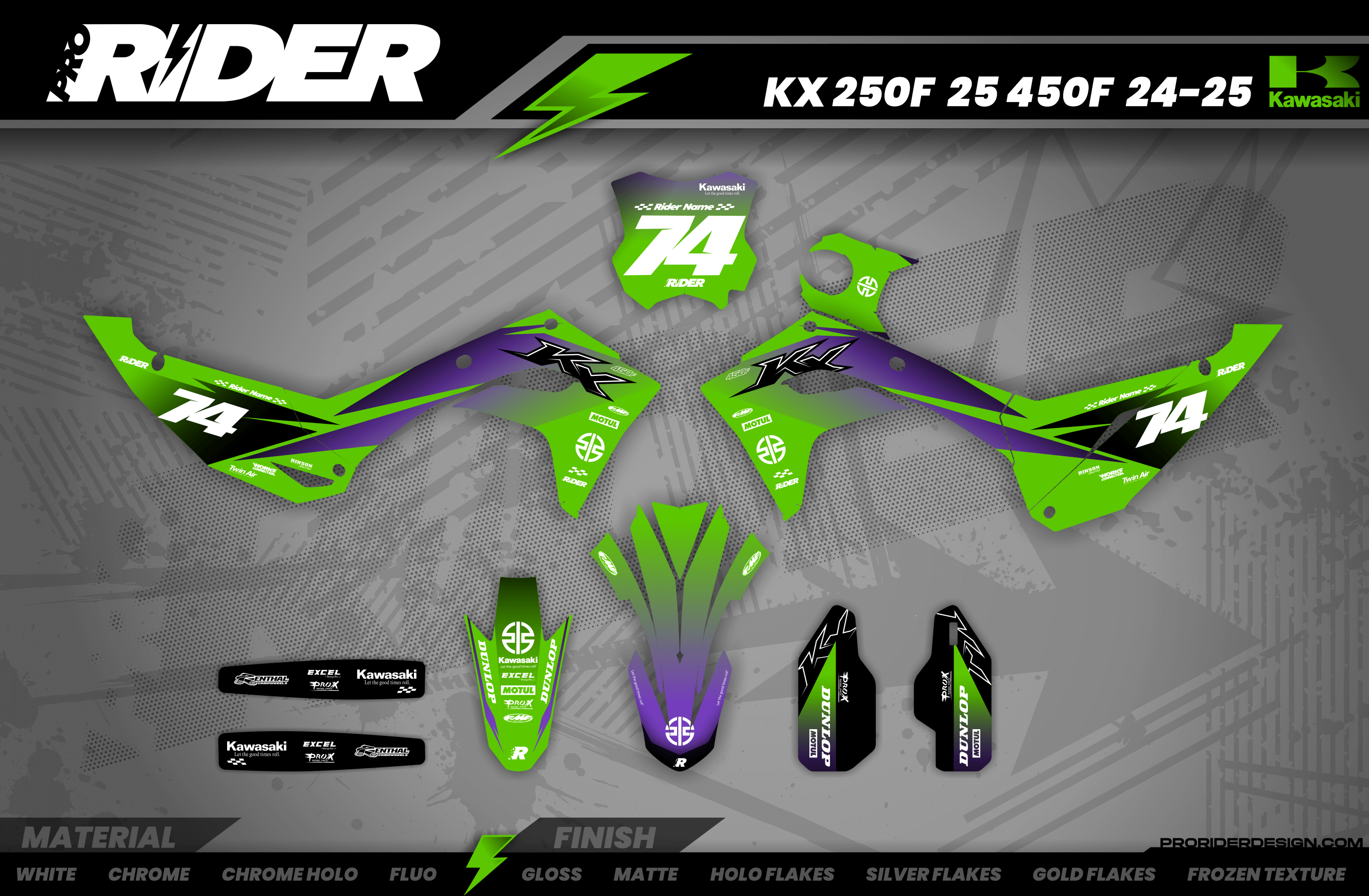 PURPLE RACESPEC KAWASAKI FULL GRAPHICS KIT