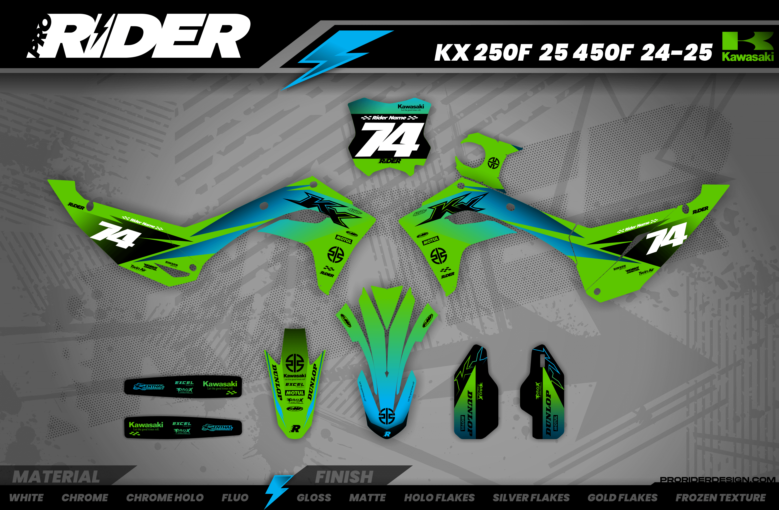 GREEN RACESPEC KAWASAKI FULL GRAPHICS KIT