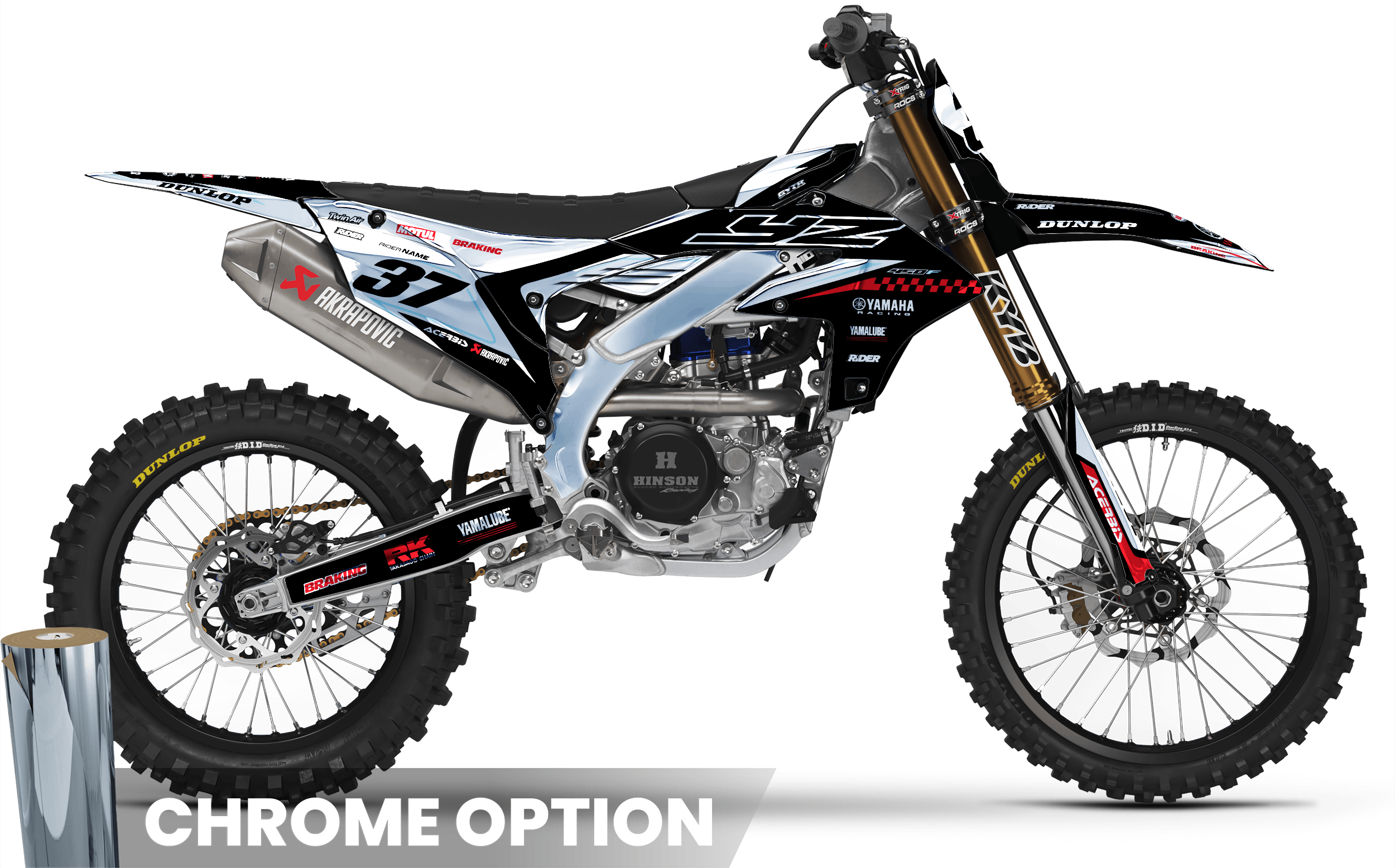 KINETIC BLACK YAMAHA FULL CHROME GRAPHICS KIT