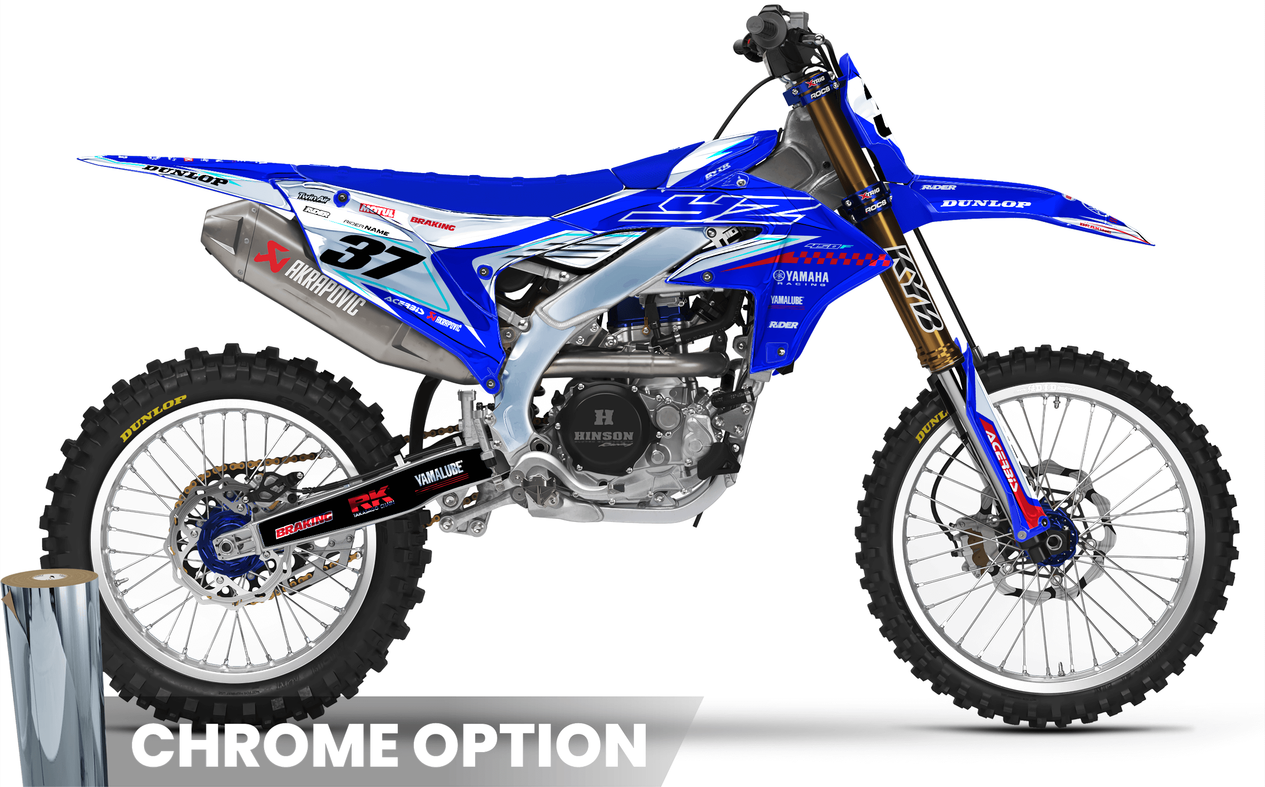 KINETIC BLUE YAMAHA FULL CHROME GRAPHICS KIT