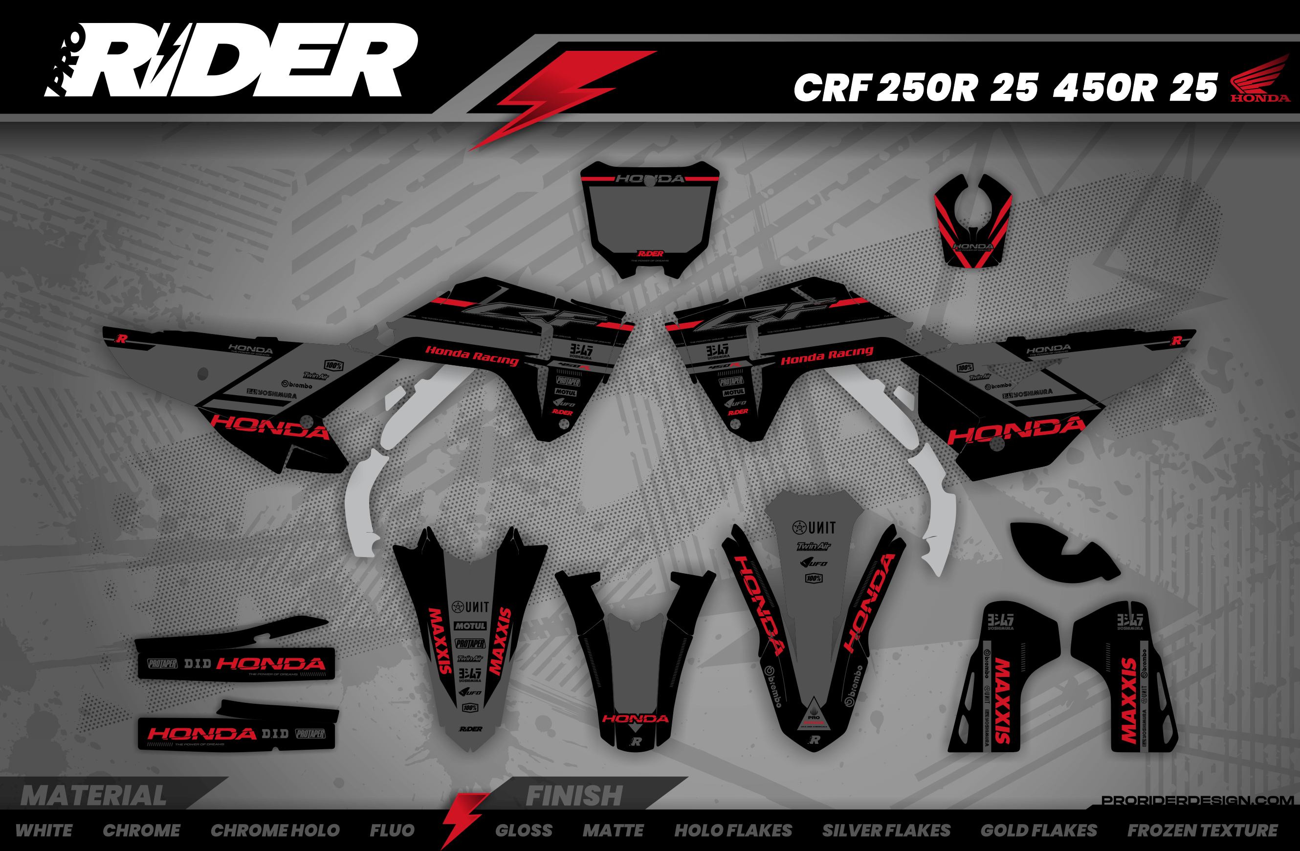 HONDA Full Graphics Kit BLACK CRASH