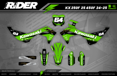 Kawasaki Full Graphics Kit | Green Core — Premium Custom Motocross Decals