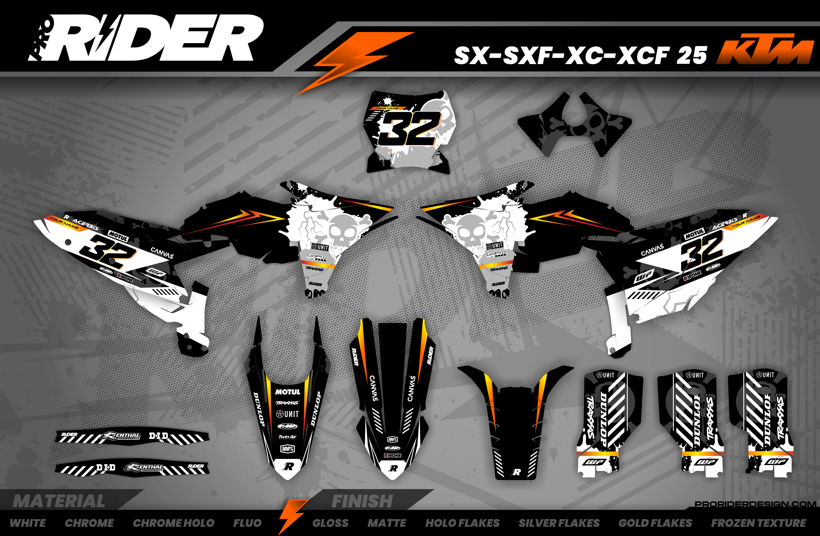 ORANGE SKULL KTM Full Graphics Kit