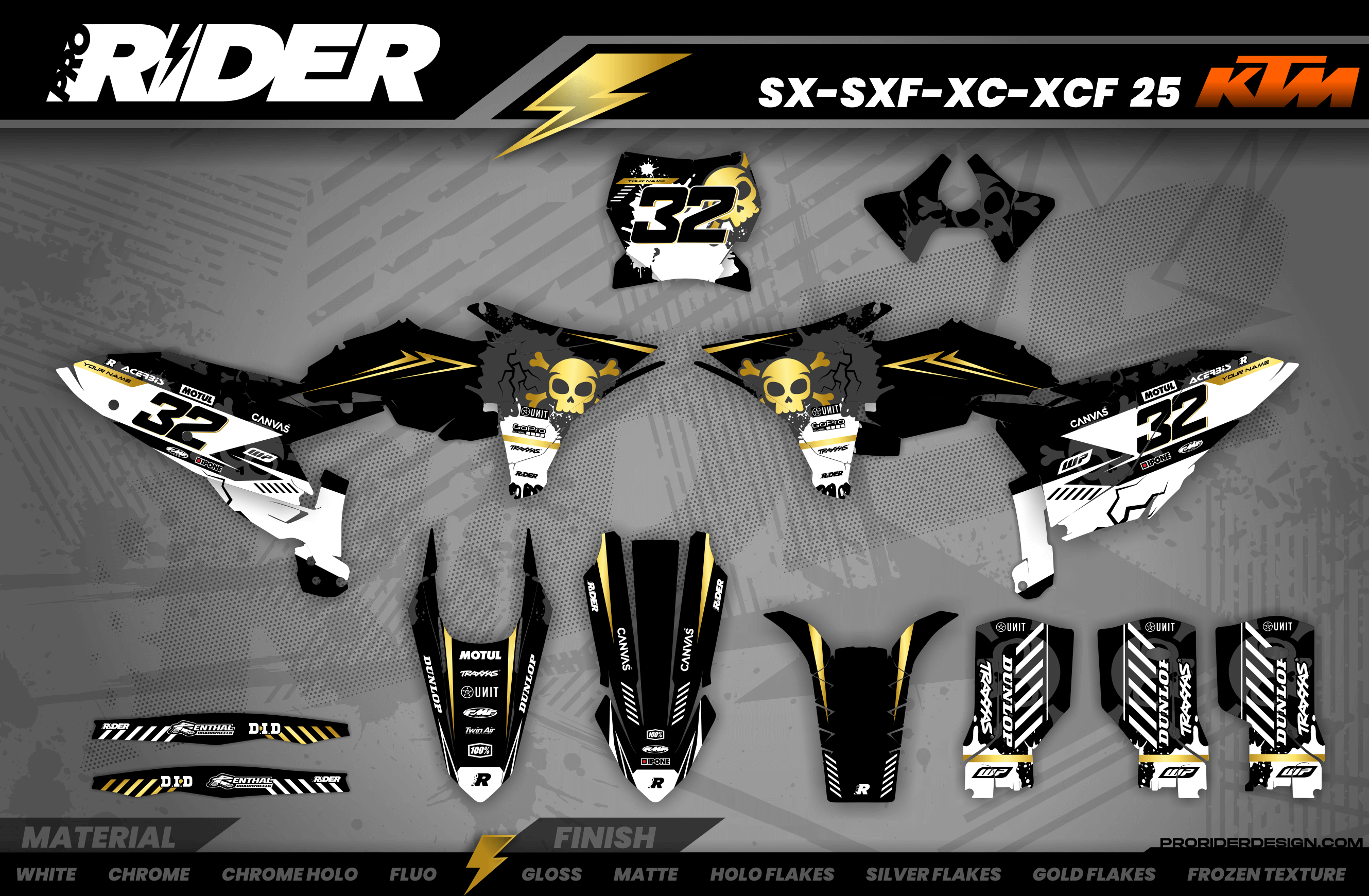 GOLD SKULL KTM Full Graphics Kit
