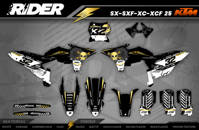 GOLD SKULL KTM Full Graphics Kit