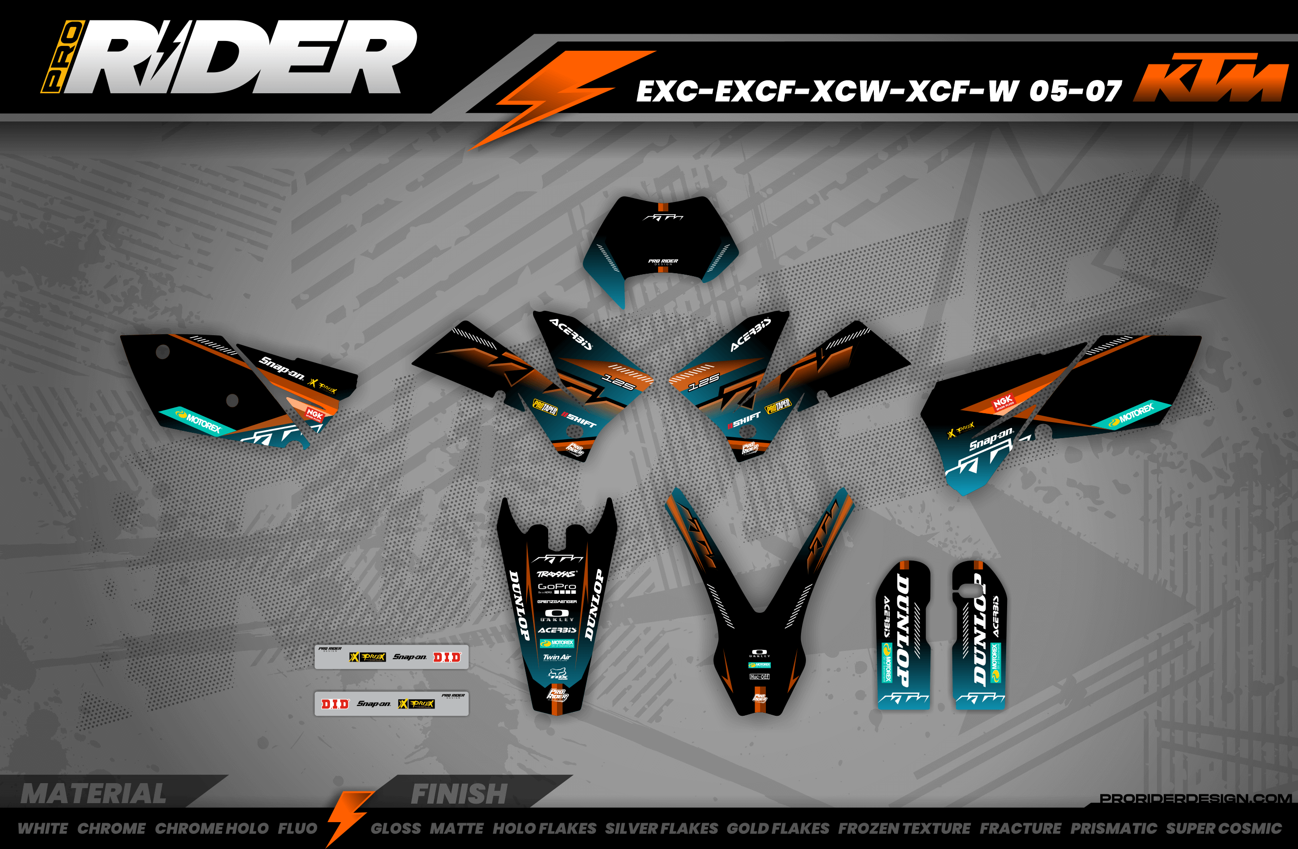 KTM Graphics SX XC SXF XCF EXC.. | Shadow Edition | Black orange dark teal