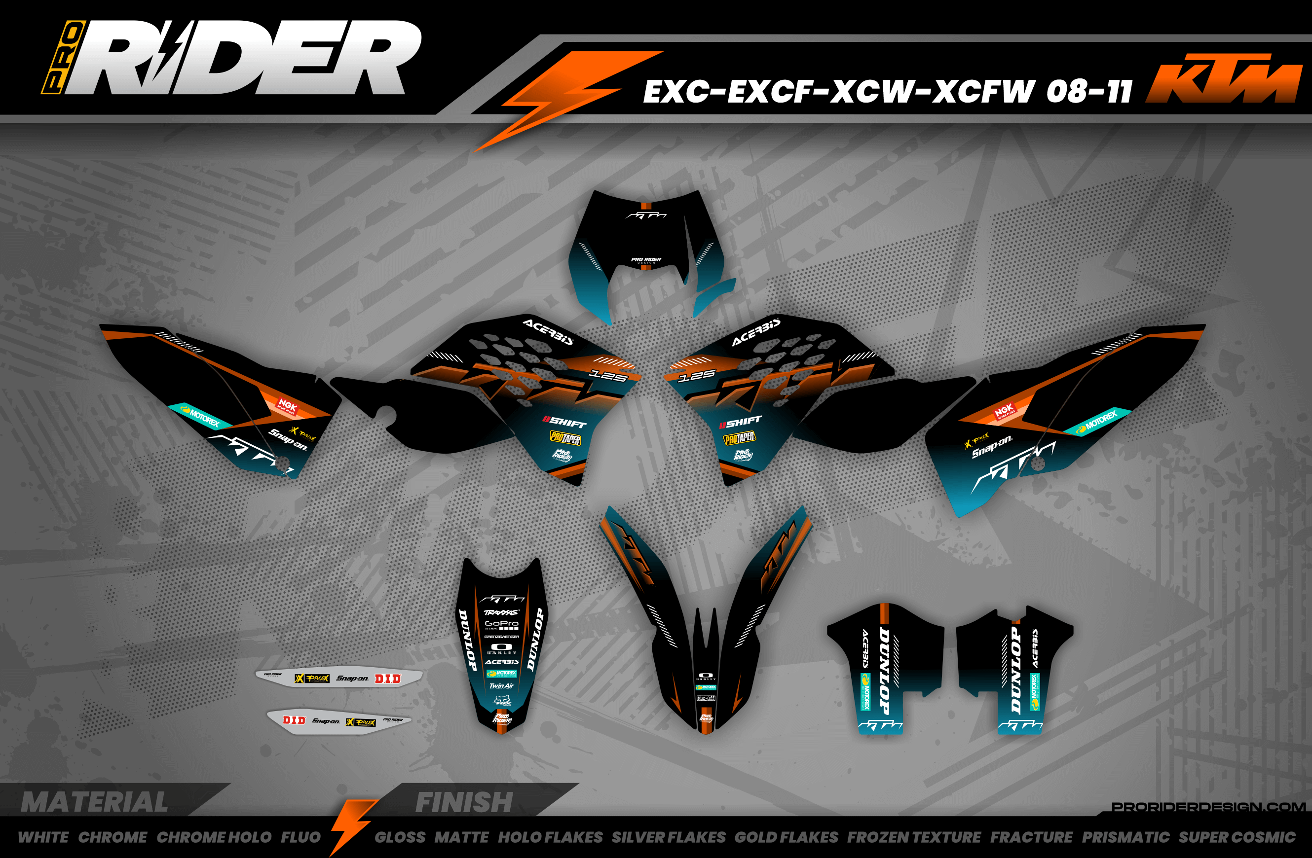 KTM Graphics SX XC SXF XCF EXC.. | Shadow Edition | Black orange dark teal
