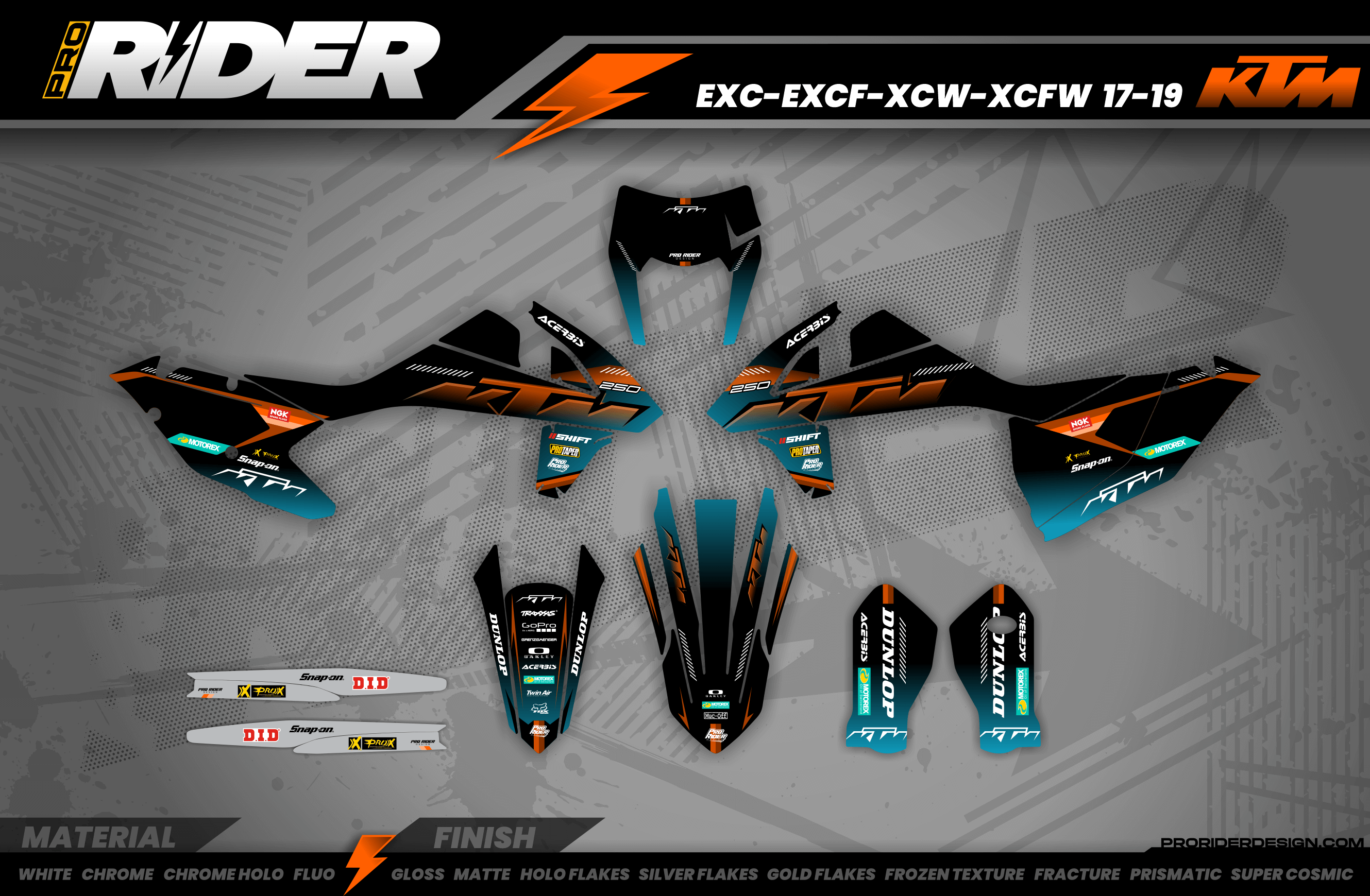 KTM Graphics SX XC SXF XCF EXC.. | Shadow Edition | Black orange dark teal